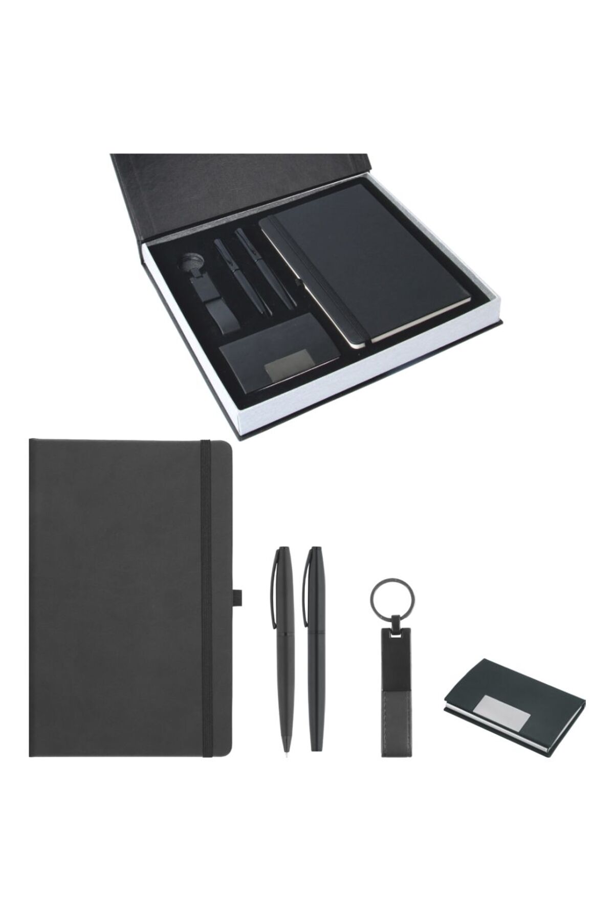 VIP Hediyelik Set - Defter, Kalem, Anahtarlık ve Kartvizitlik - (4’lı Kurumsal Hediye Set) - 4185SYH
