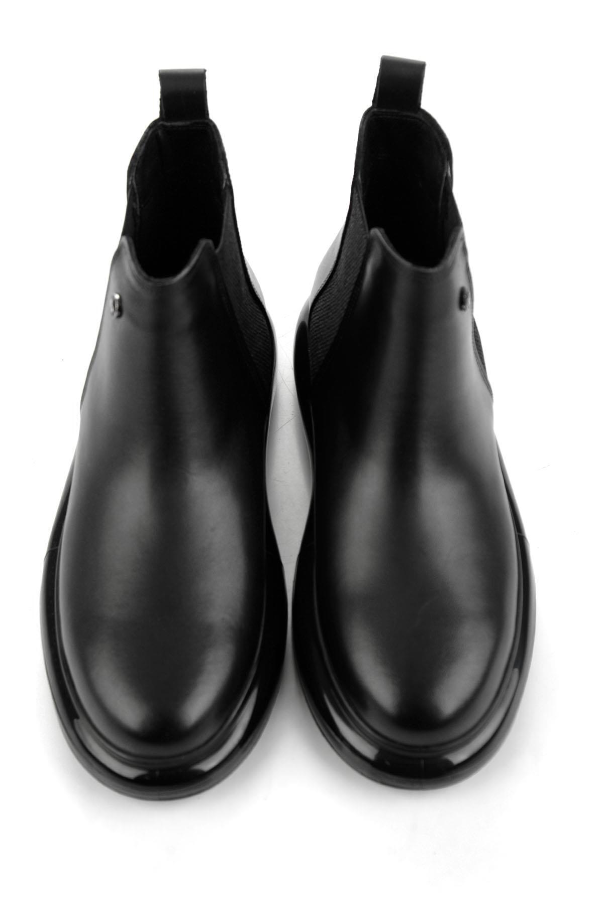 Bambi  Siyah Hakiki Deri Erkek Bot & Bootie E02401080641 - Görsel 4