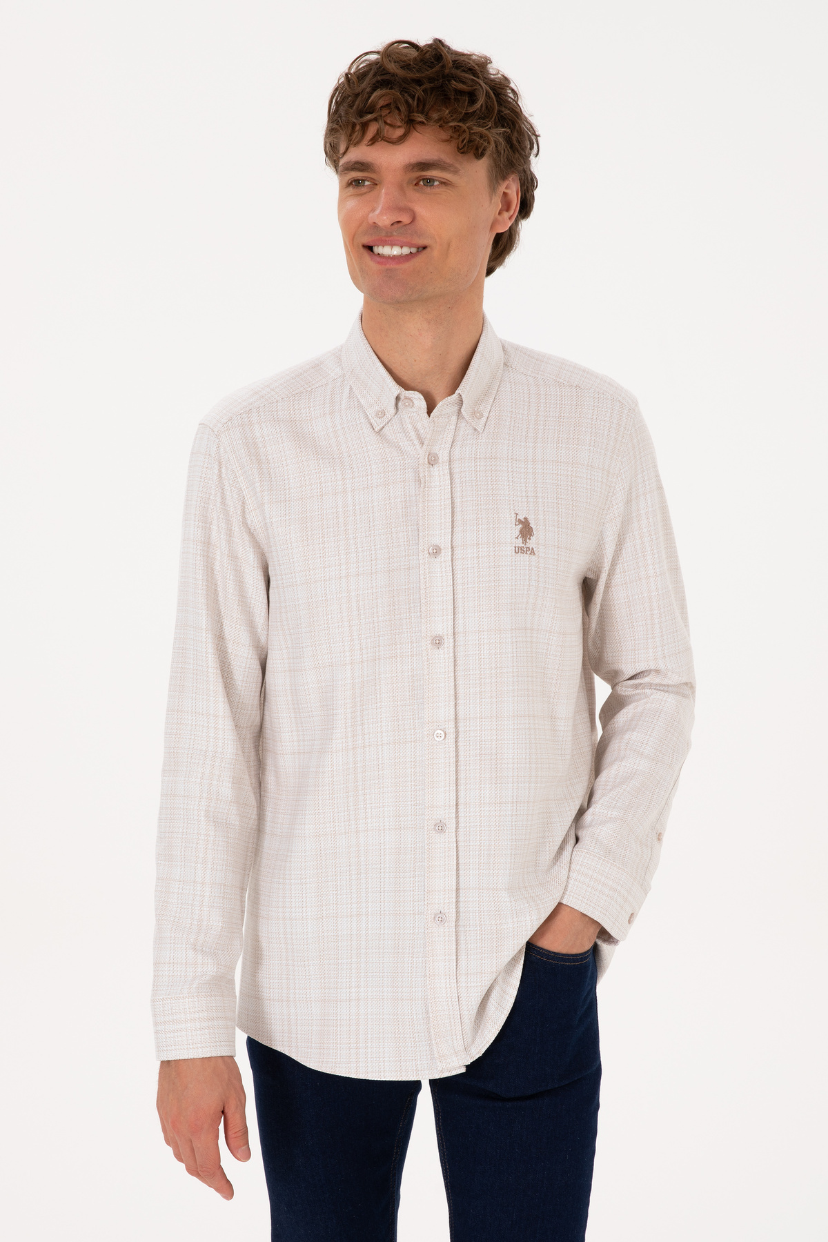 U.S. Polo Assn. Erkek Krem Uzun Kollu Gömlek 50316640-VR256