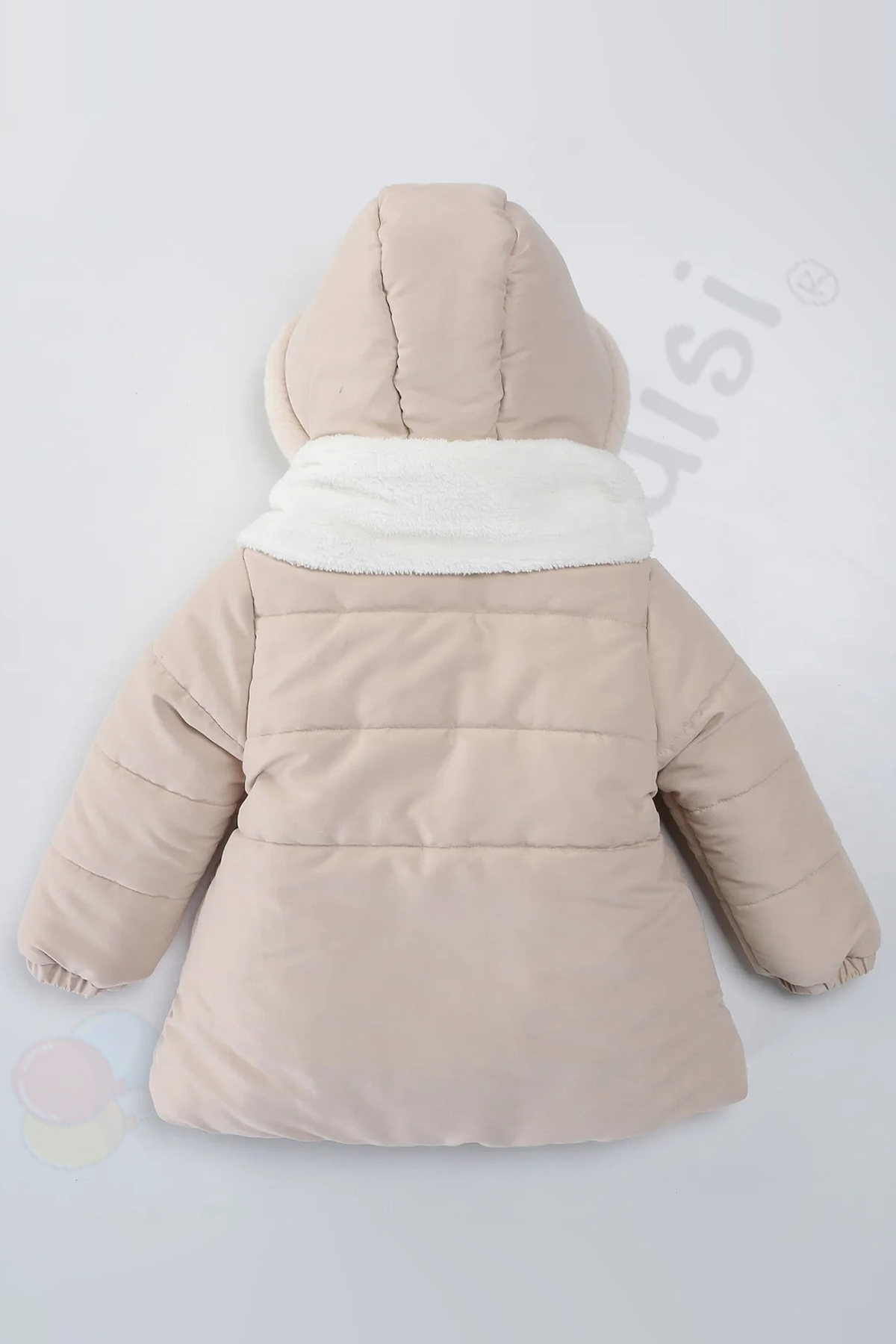 Bebek Vadisi Atkı Kapüşonlu Cepli İçi Peluş Kürklü Fermuarlı Kapitone Kar Şişme Kışlık Kız Bebek Mont Çocuk Kaban fotoğrafı 2 (önizleme)
