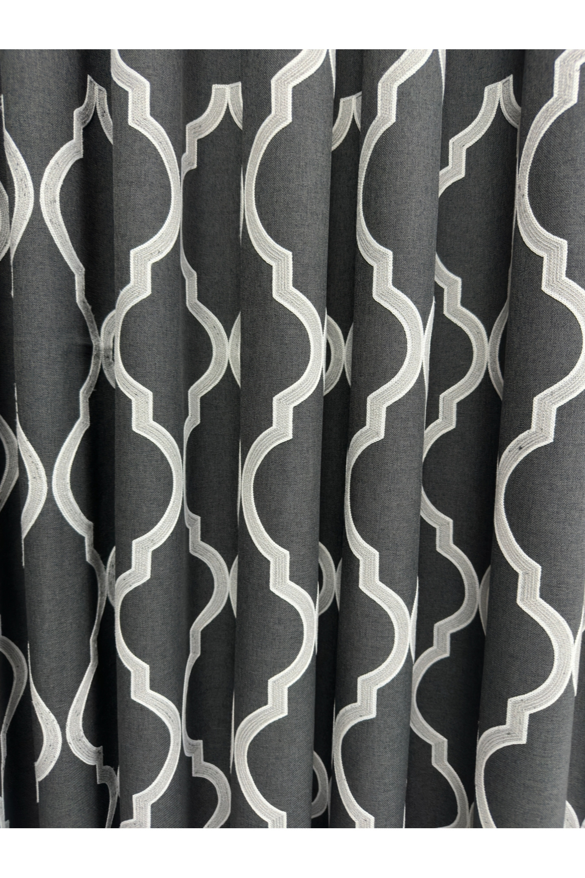 Gray Skirt Pattern Black Floor Background Curtain 1/2 .5 Medium Pleat