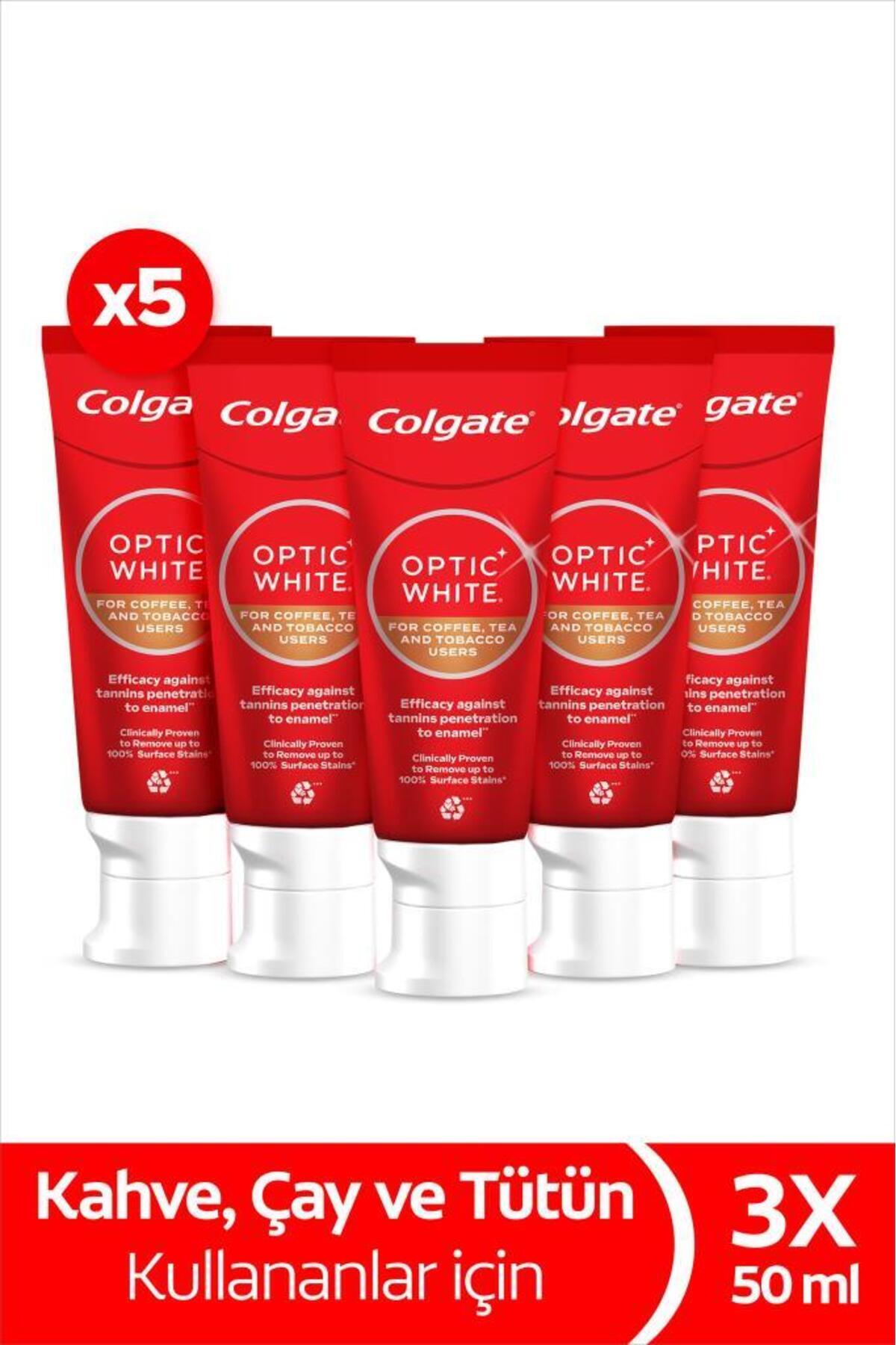 Colgate Optıc Whıte Kahve, Çay Ve Tütün Kullananlar İçin Diş Macunu 50Ml X5 Adet