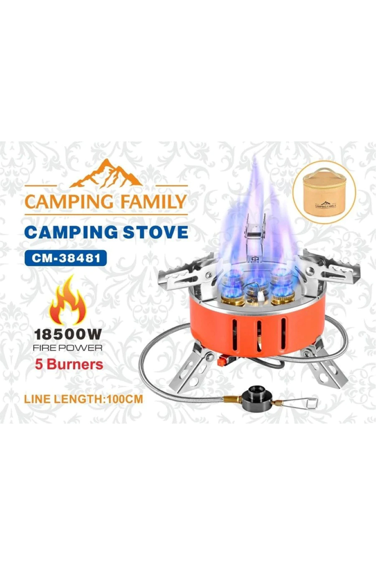 موقد غاز 5 شعلات للتخييم والرحلات الخارجية