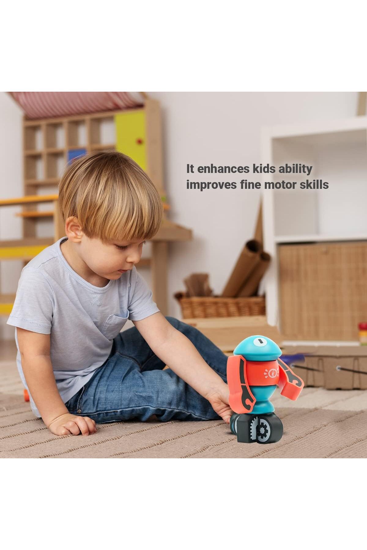 عروسک روبات ساختمانی مغناطیسی - اسباب‌بازی آموزشی STEM، سنین ۳ سال به بالا (مرجانی)