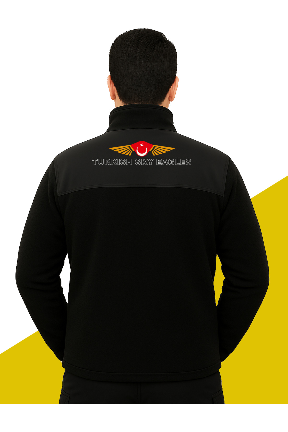 ZENG Gökyüzü Kartalları Tasarımlı Solo Tam Fermuar Softshell Detaylı Polar Sweatshirt görsel 2