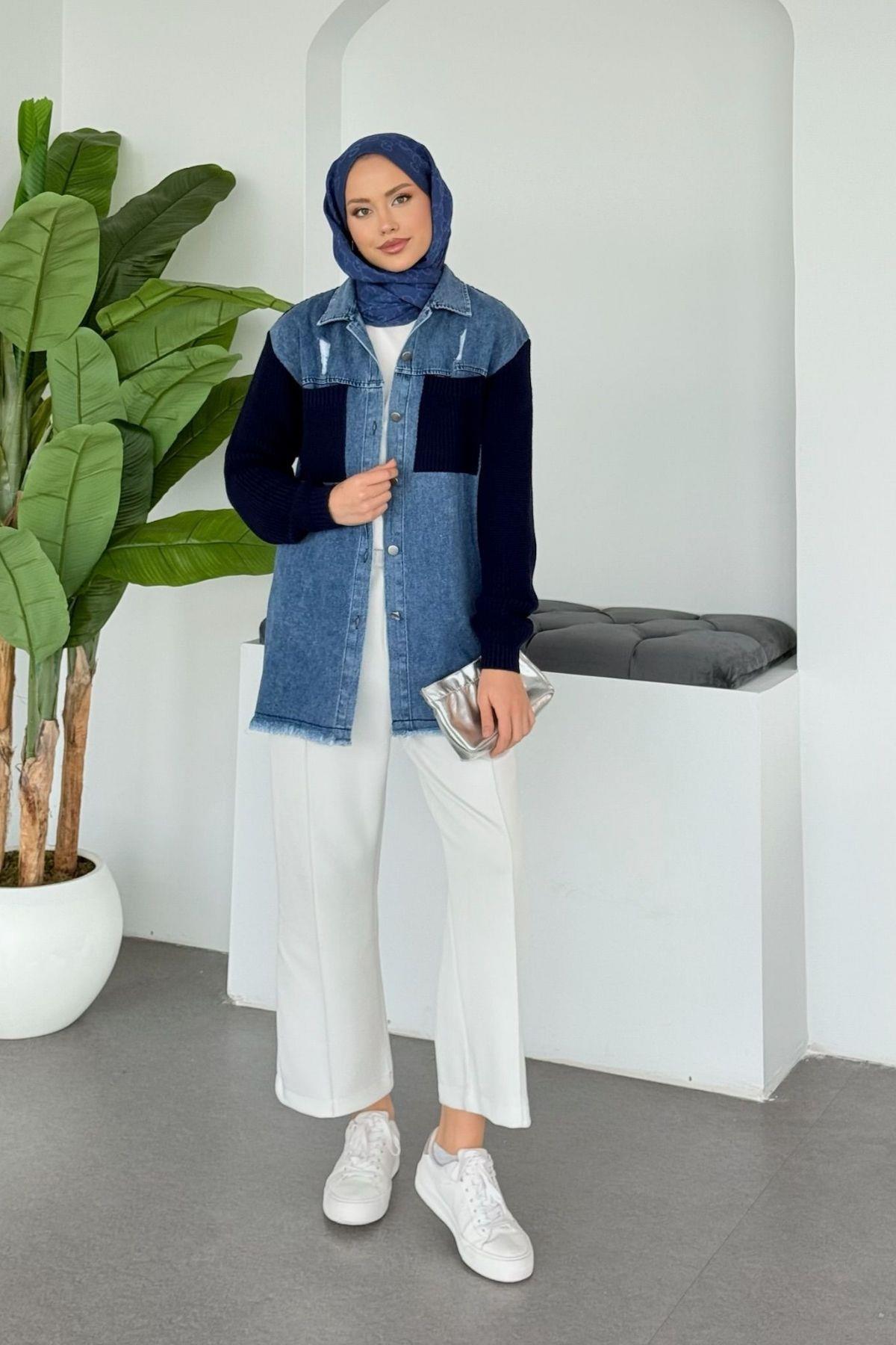 Hazamoda  Demo Jean Hırka Lacivert - Görsel 3