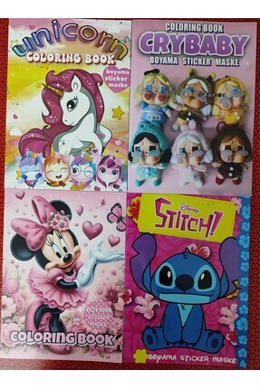 ada çanta kırtasiye 4 adet stickerli karakter figürlü boyama kitabı BP309018