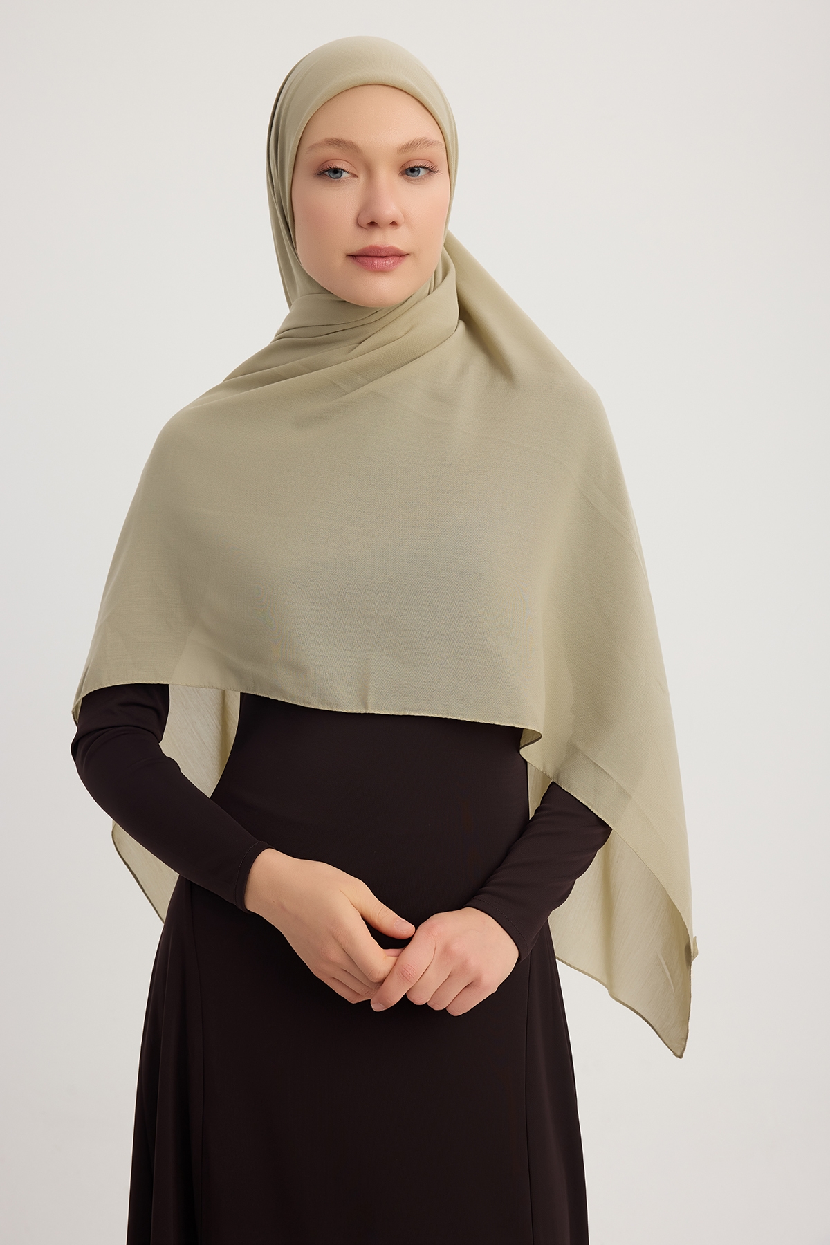 A4801 Large Chiffon Scarf 140x140 - Oil Green