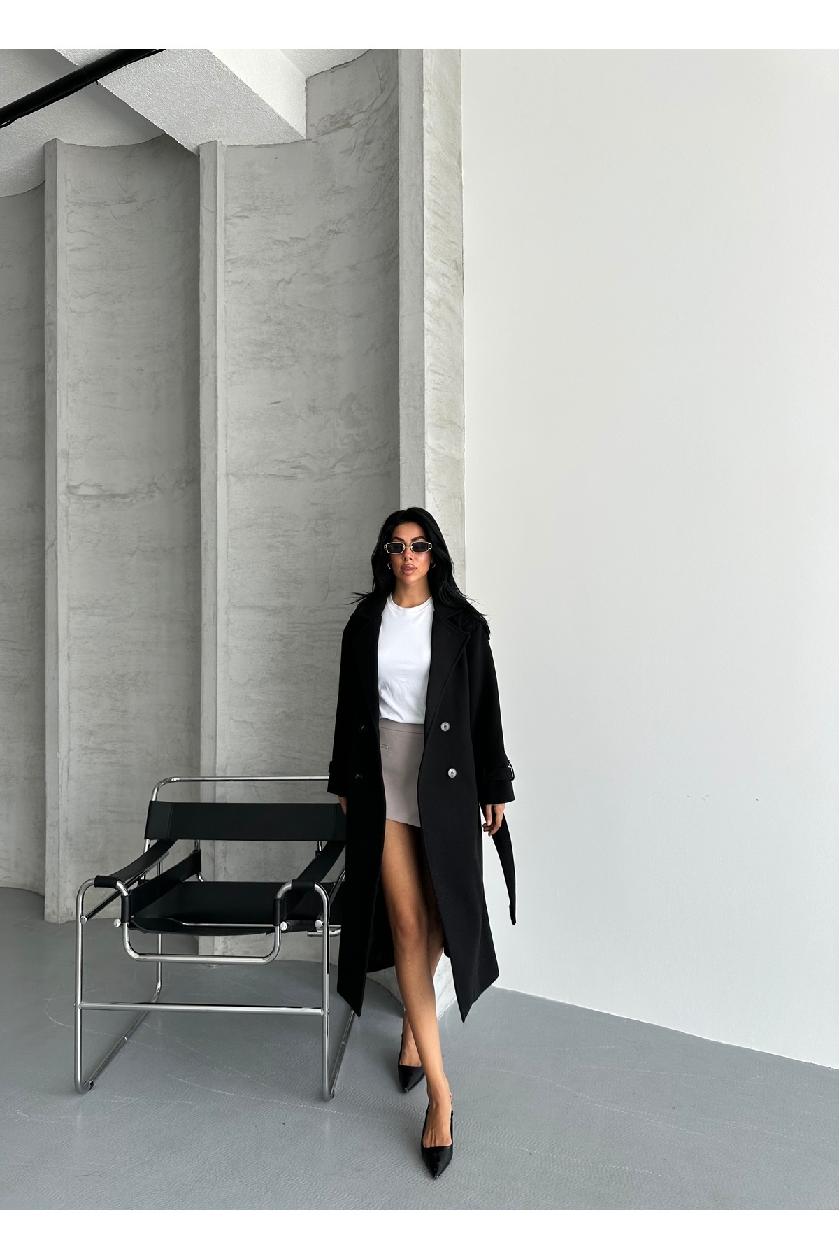 candybia  Laura Kuşaklı Yeni Sezon Astarlı Premium Kalite Rahat Kalıp Kadın Kaşe Kaban Mont - Görsel 4