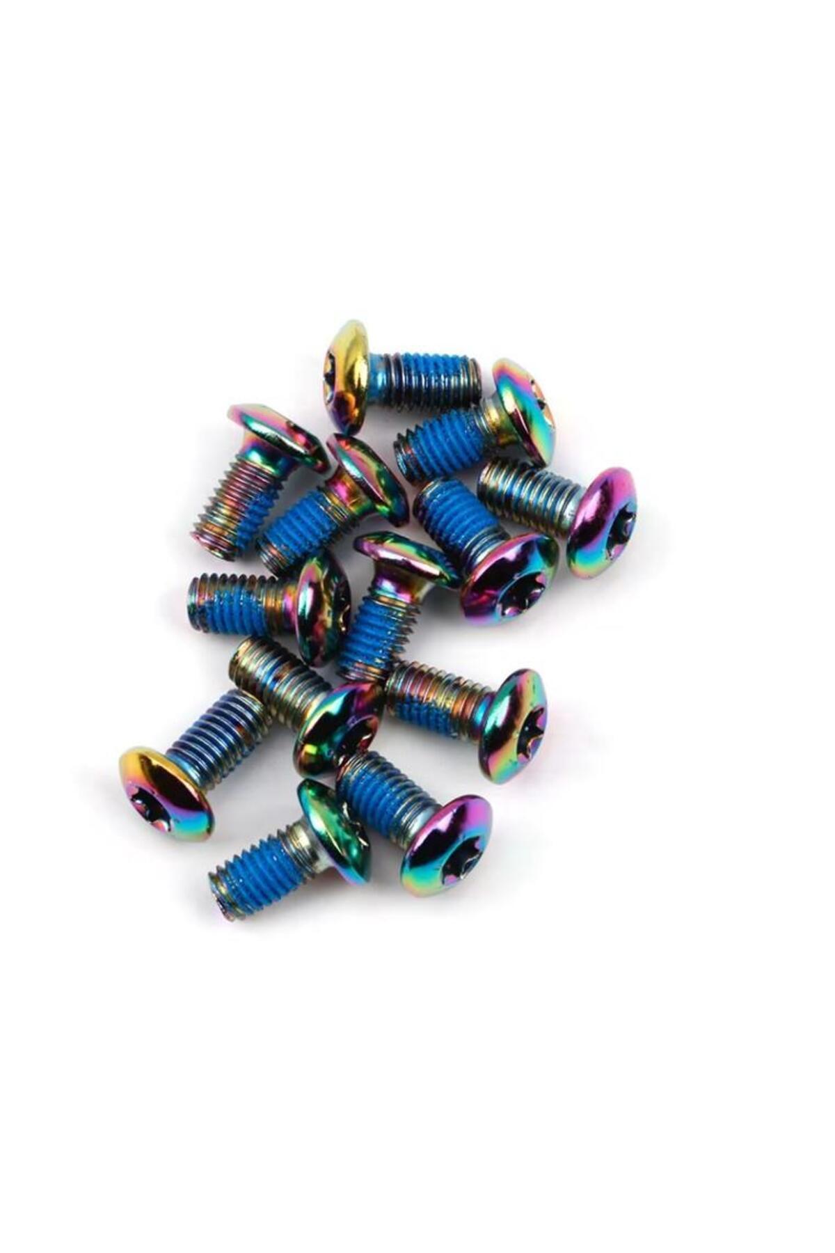 SARİSSA BİSİKLET PRO Bisiklet Scooter Fren Disk Vidası Rotor Civatası 6 Vida MTB Rotor Vidası 12li Paket Rainbow