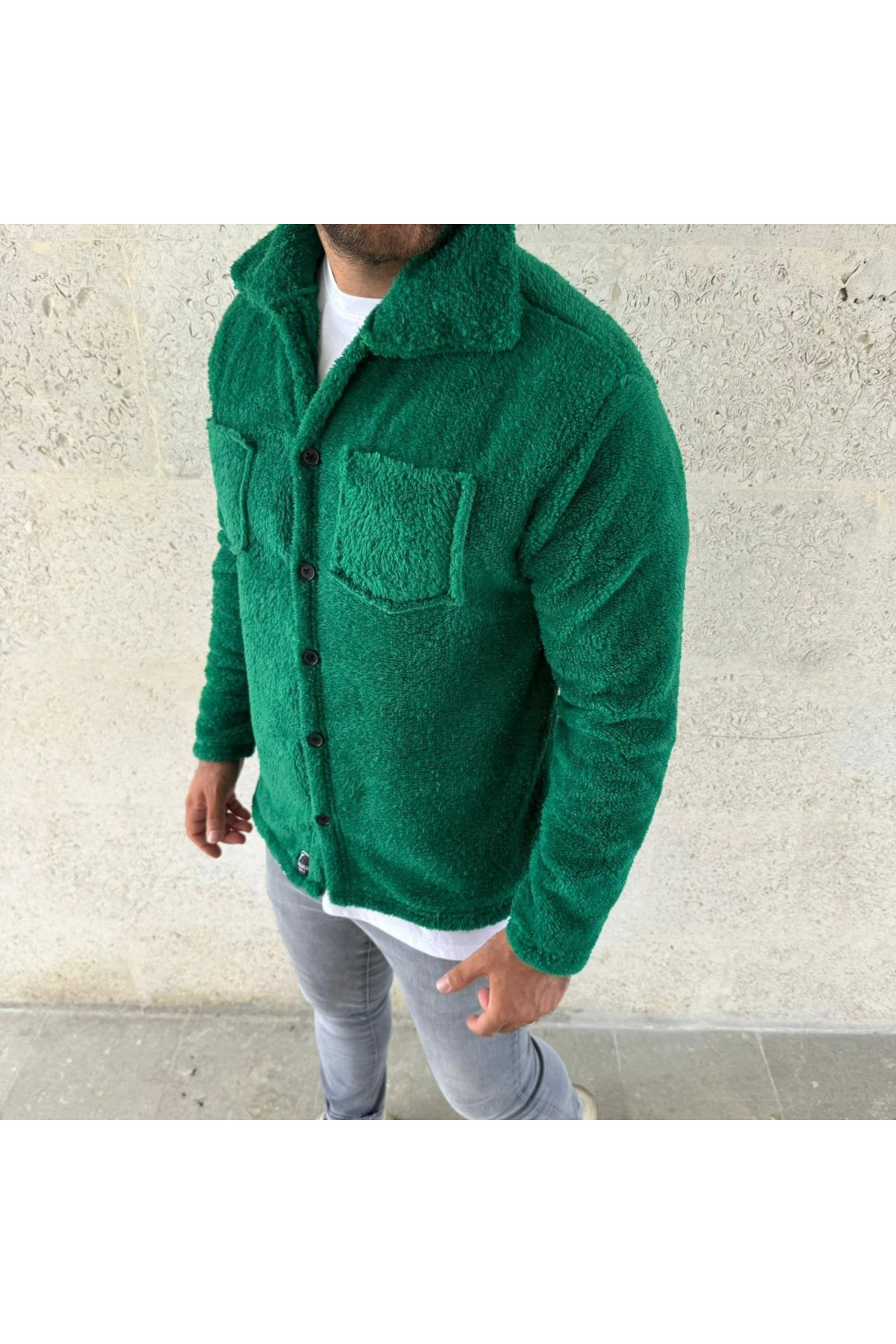 pilelistore Pelüş Polar Hırka Gömlek –- Çimen Yeşili fotoğrafı 2 (önizleme)
