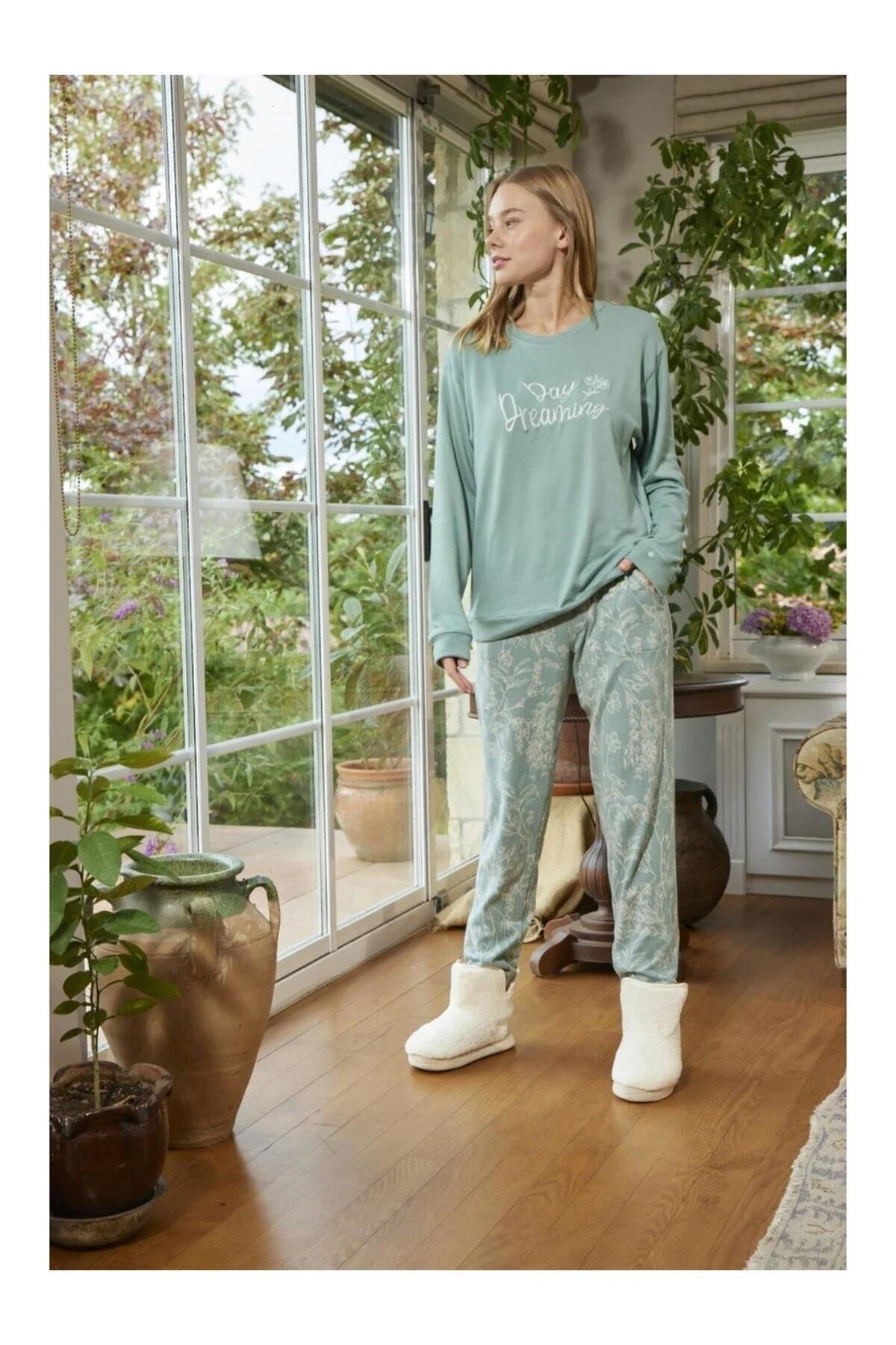 Aydoğan Kadın Termal Yeşil Renk Pijama Takımı 30009 görsel 4