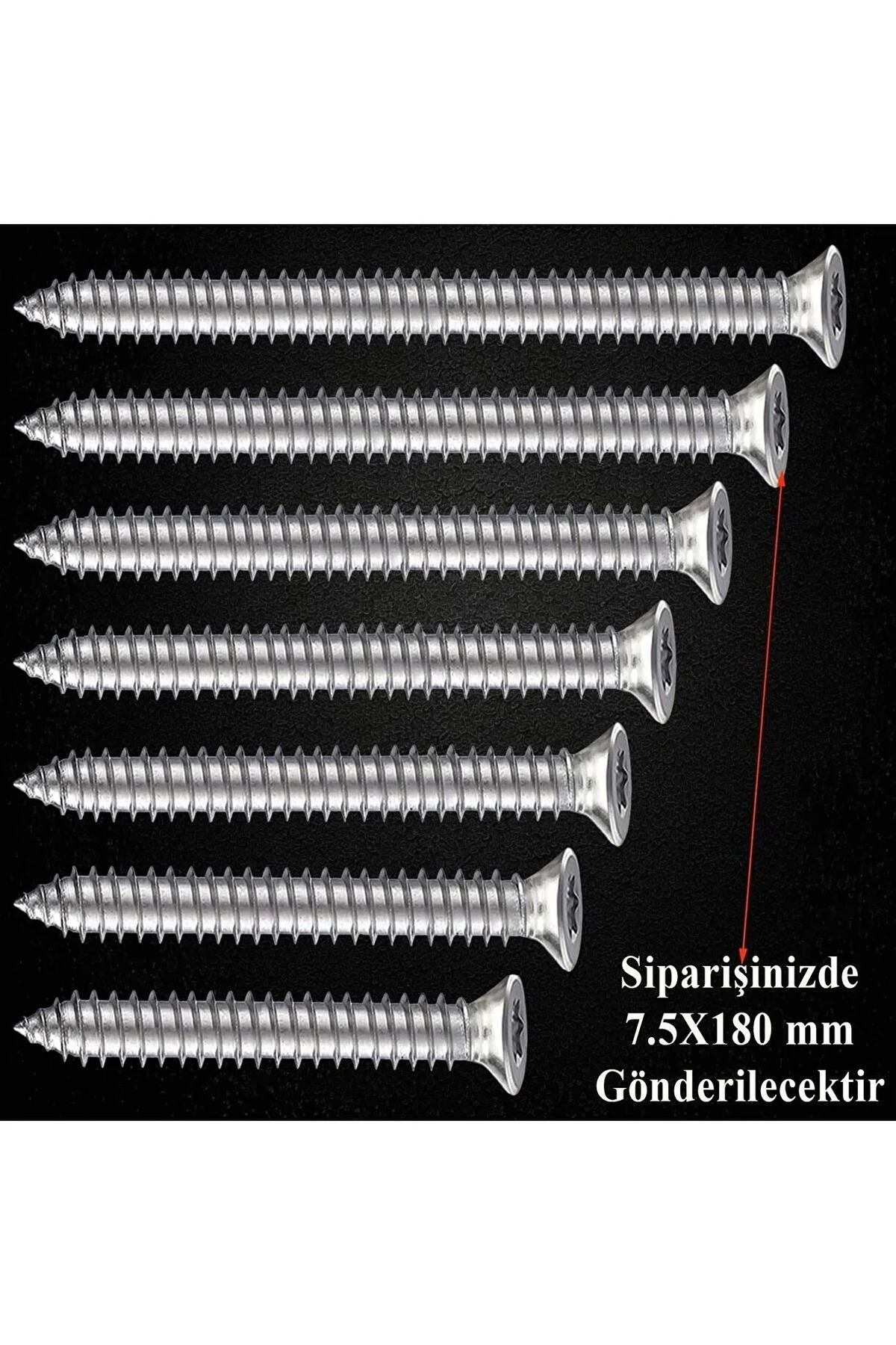 Meridyen Buldex Vida 7.5x180 mm Sivri Uçlu Dübelsiz Beton Vidası Tork Duvar Vidası Buldeks 10 ADET