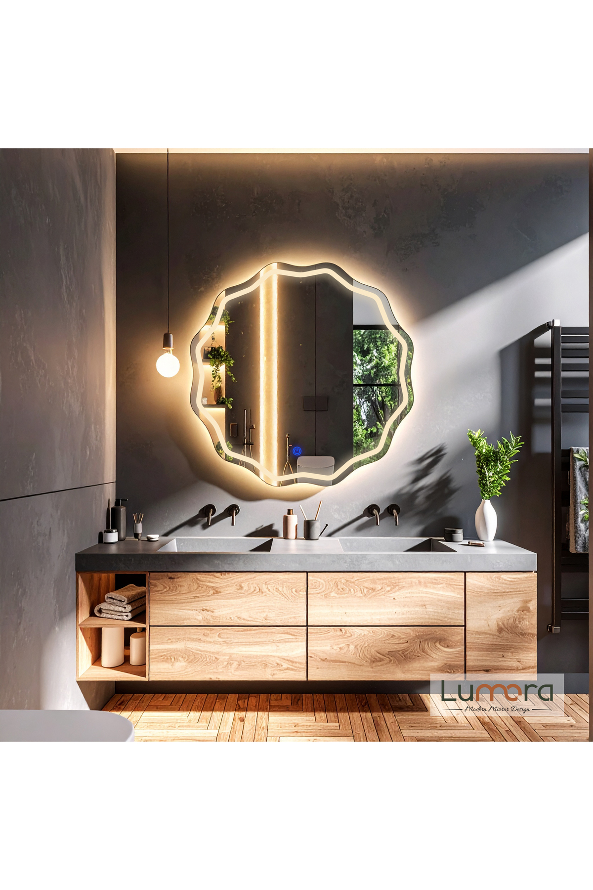 Envara Daylight Led Laser Sandblast Washbasin & Bathroom Mirror (Touch Sensor)
