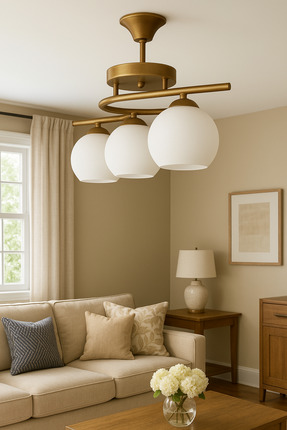 KUZENLER Eskitme Metal Gövdeli Beyaz Camlı 3’lü Modern Avize | E27 Duy | Şık ...