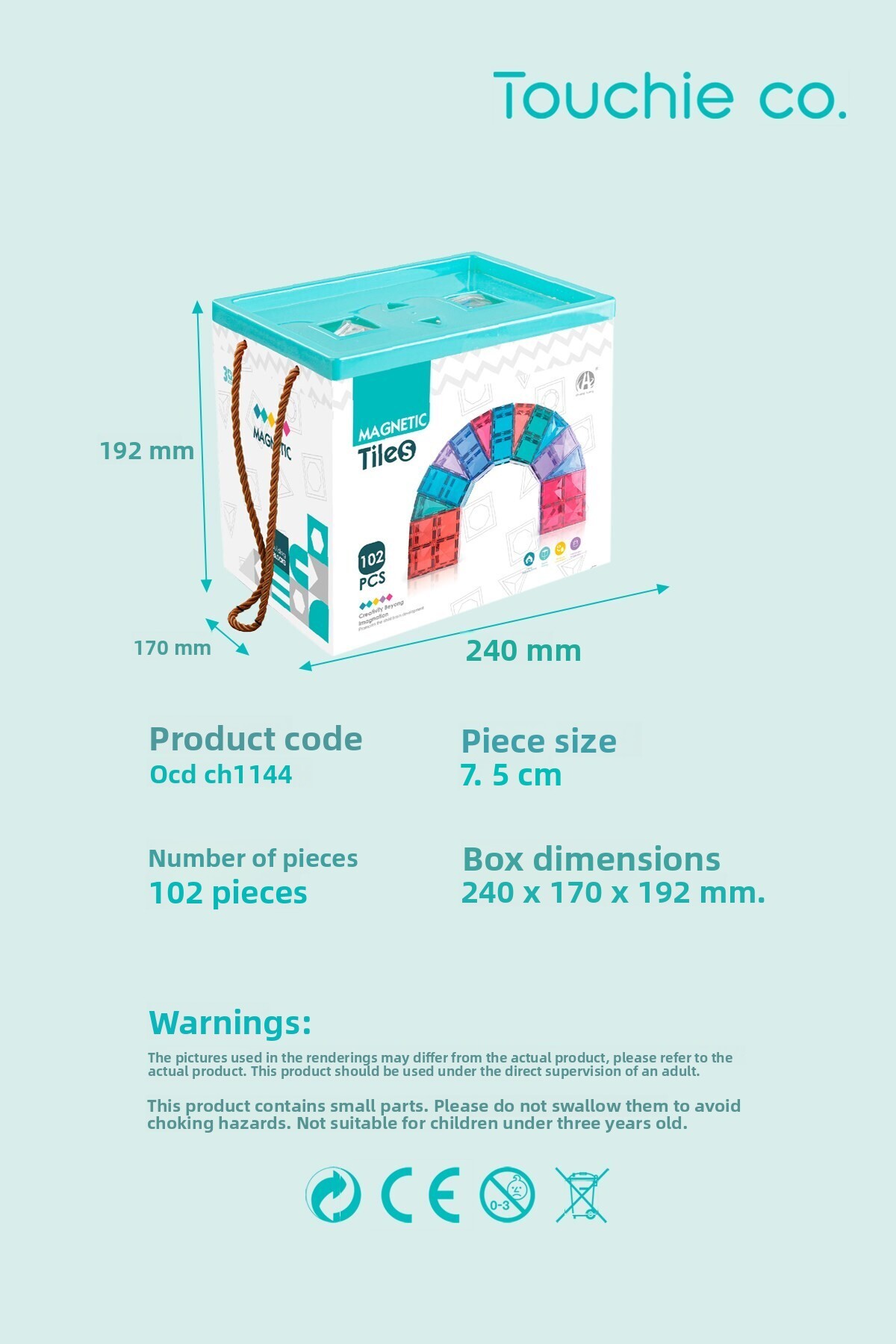 . ست بلوکهای ساختنی مغناطیسی ۱۰۲ تکه با آهنربا