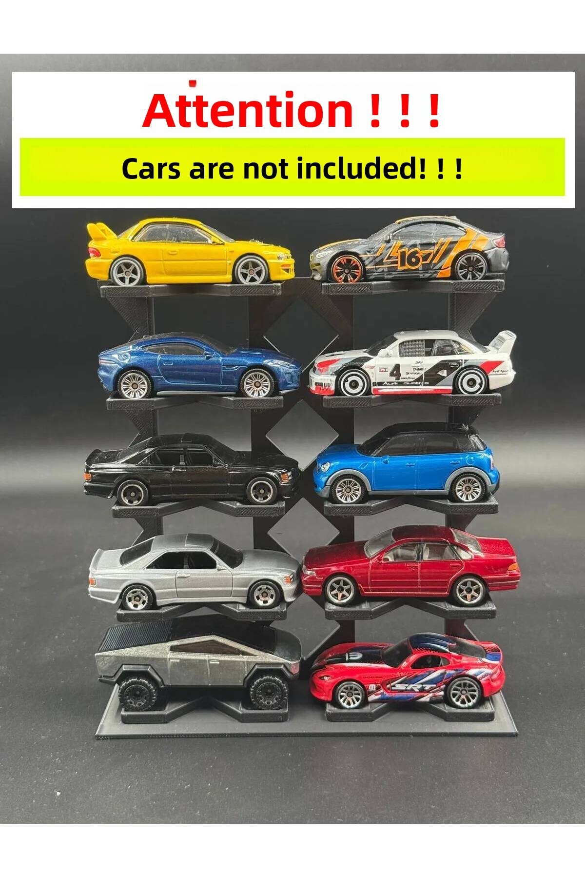 ucdminiobje 1/64 Scale Vehicle Display Stand (for 10 Cars) - Black - Cars Not Included!