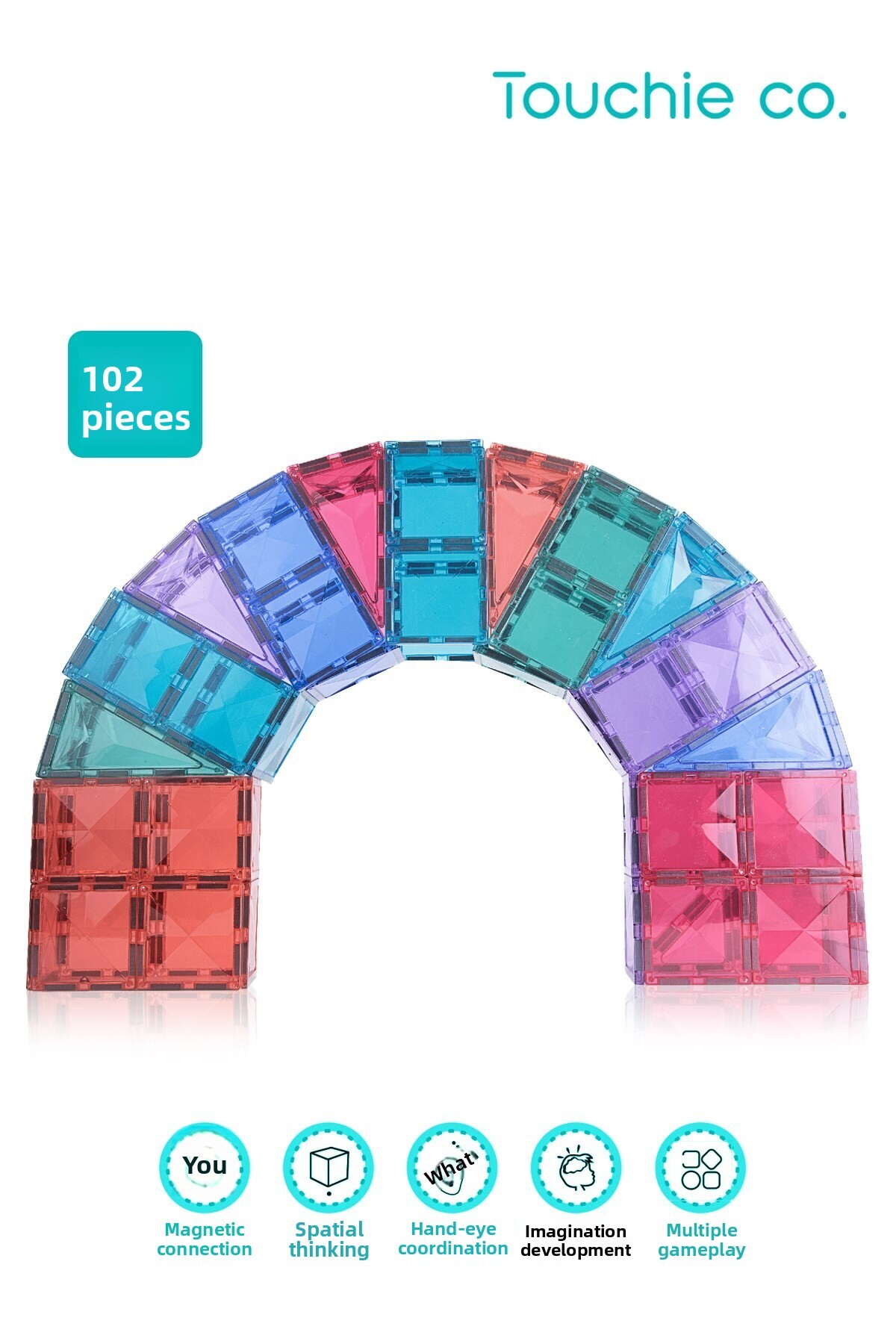 . ست بلوک‌های ساختنی مغناطیسی ۱۰۲ تکه با آهنربا