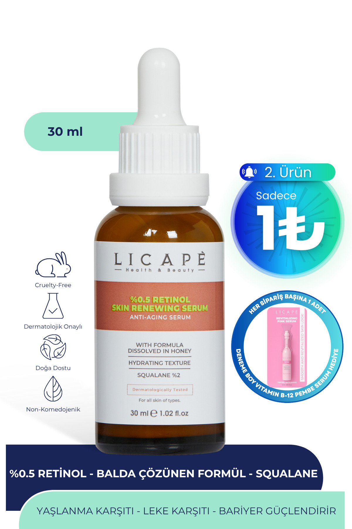 Licape Cilt Yaşlanması Karşıtı Aydınlatıcı 2.aşama (%0,5) Retinol Serum
