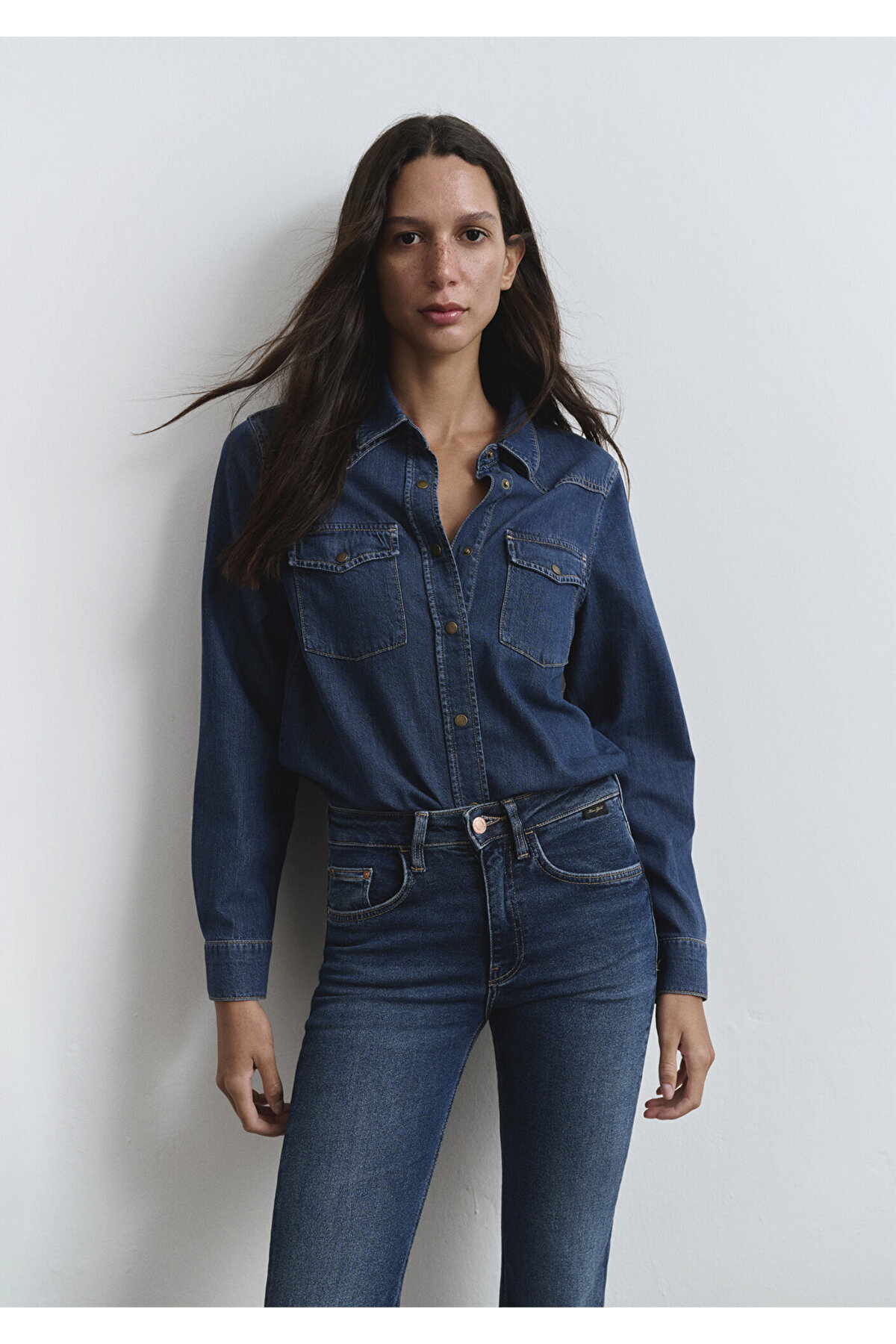 Mavi Angela Classic Denim Koyu Mavi Jean Gömlek Fitted / Vücuda Oturan Kesim 1210819-89252