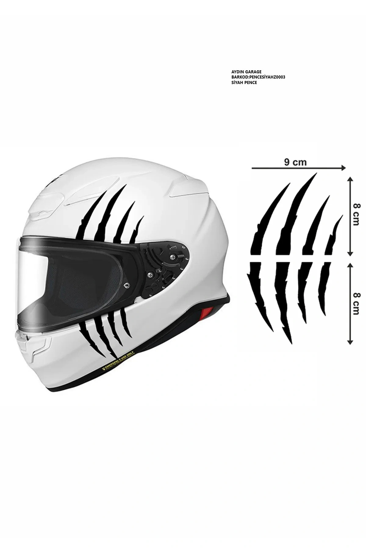 aydın garage Motorsiklet Kask Pençe Sticker 9x16 cm