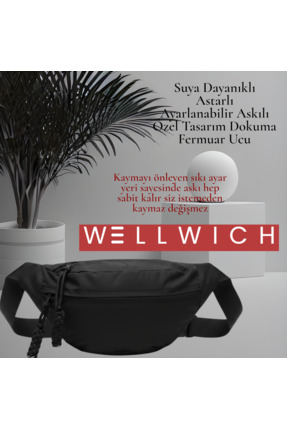 wellwich Siyah Çapraz Çanta Bel Çantası Spor Çantası Ultra Hafif Suya Dayanıklı