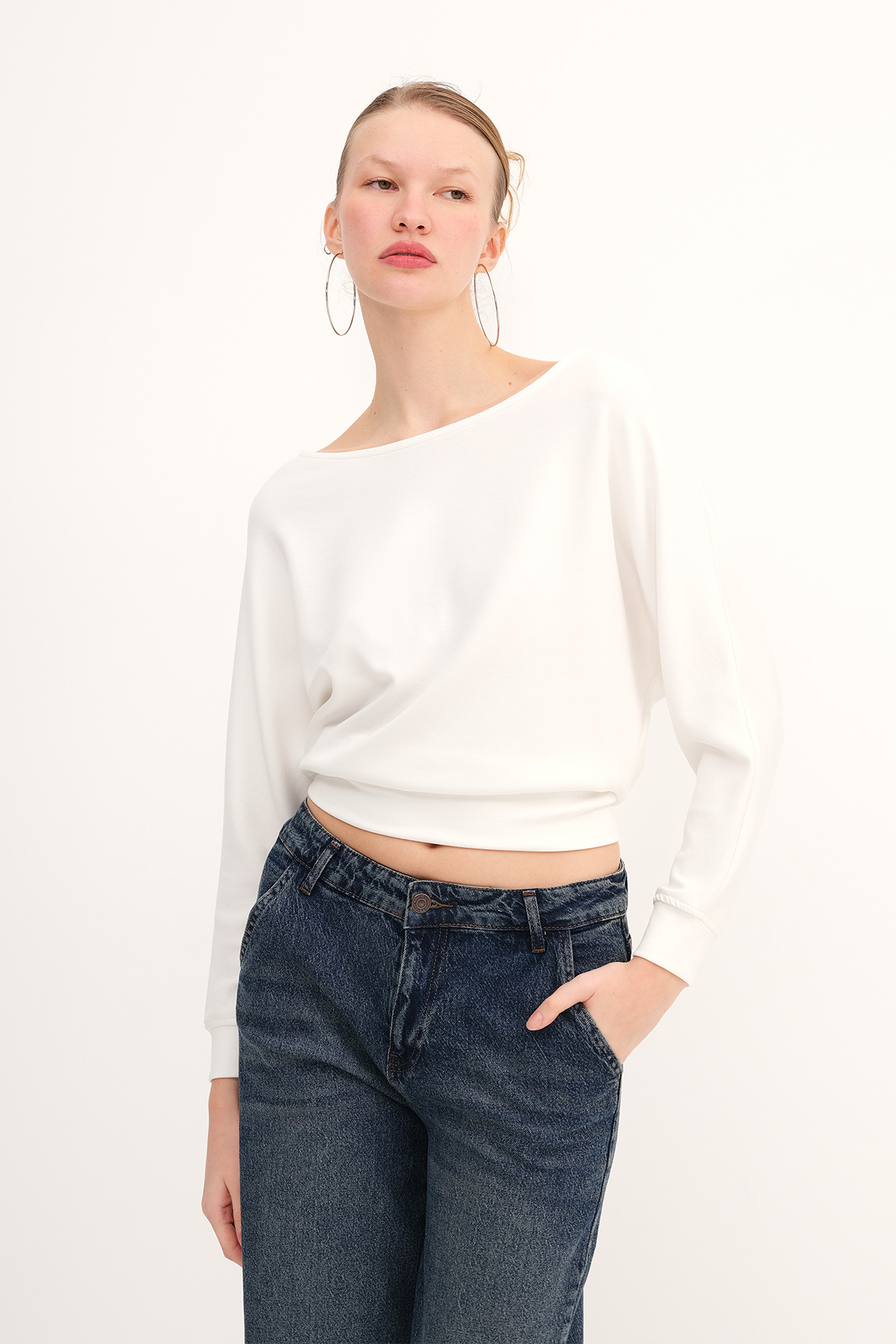 Addax Kayık Yaka Sweatshirt S4412 görsel 5