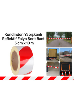 opersan Uyarı bandı kırmızı beyaz yansıtıcı uyarı işaretleri 5cm 10m uyarı ba...
