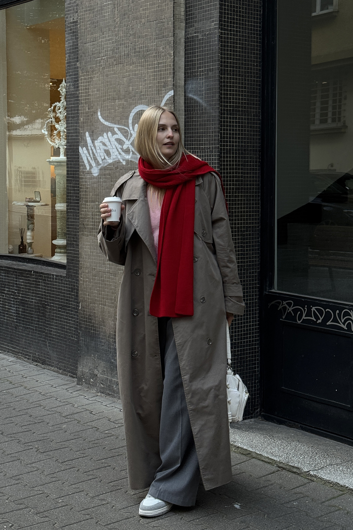 CHUBA  Kadın Selanik Triko Atkı Kırmızı 22WK271 - Görsel 5