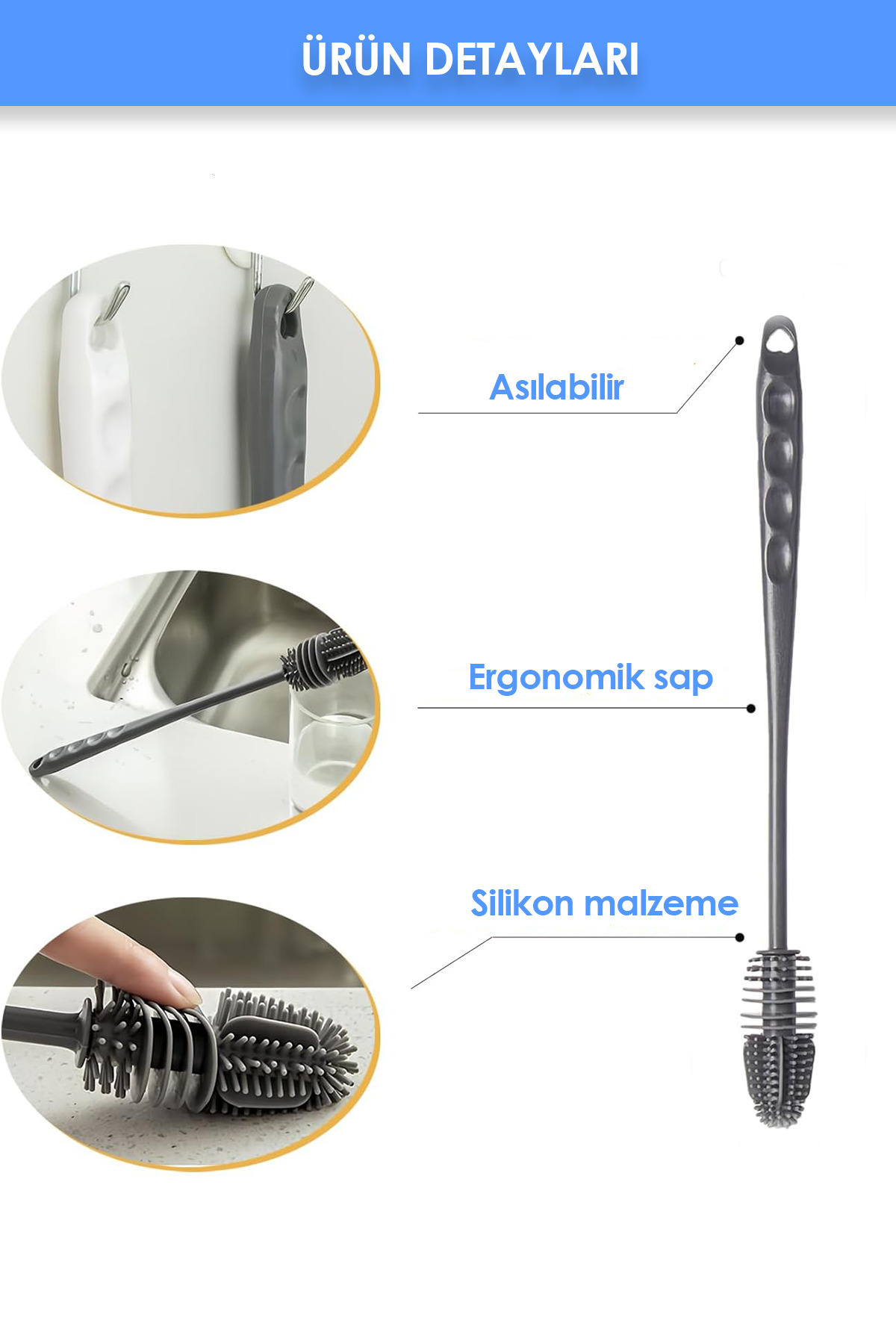 Beatitude Biberon Temizleme Fırçası Bardak Tabak Cam Şişe Yıkama Fırçası Termos Kavanoz Fırçası fotoğrafı 3 (önizleme)