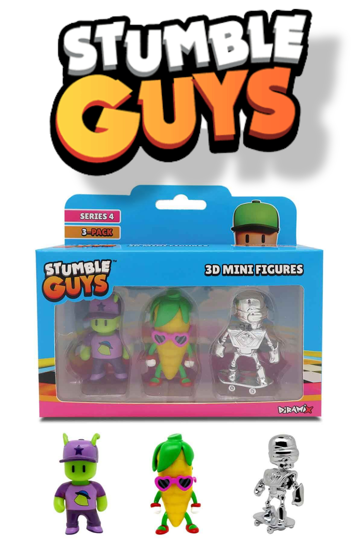 TOYFEST Stumble Guys 3'lü Mini Figür Seri 4 - Abducted Guy - Corn