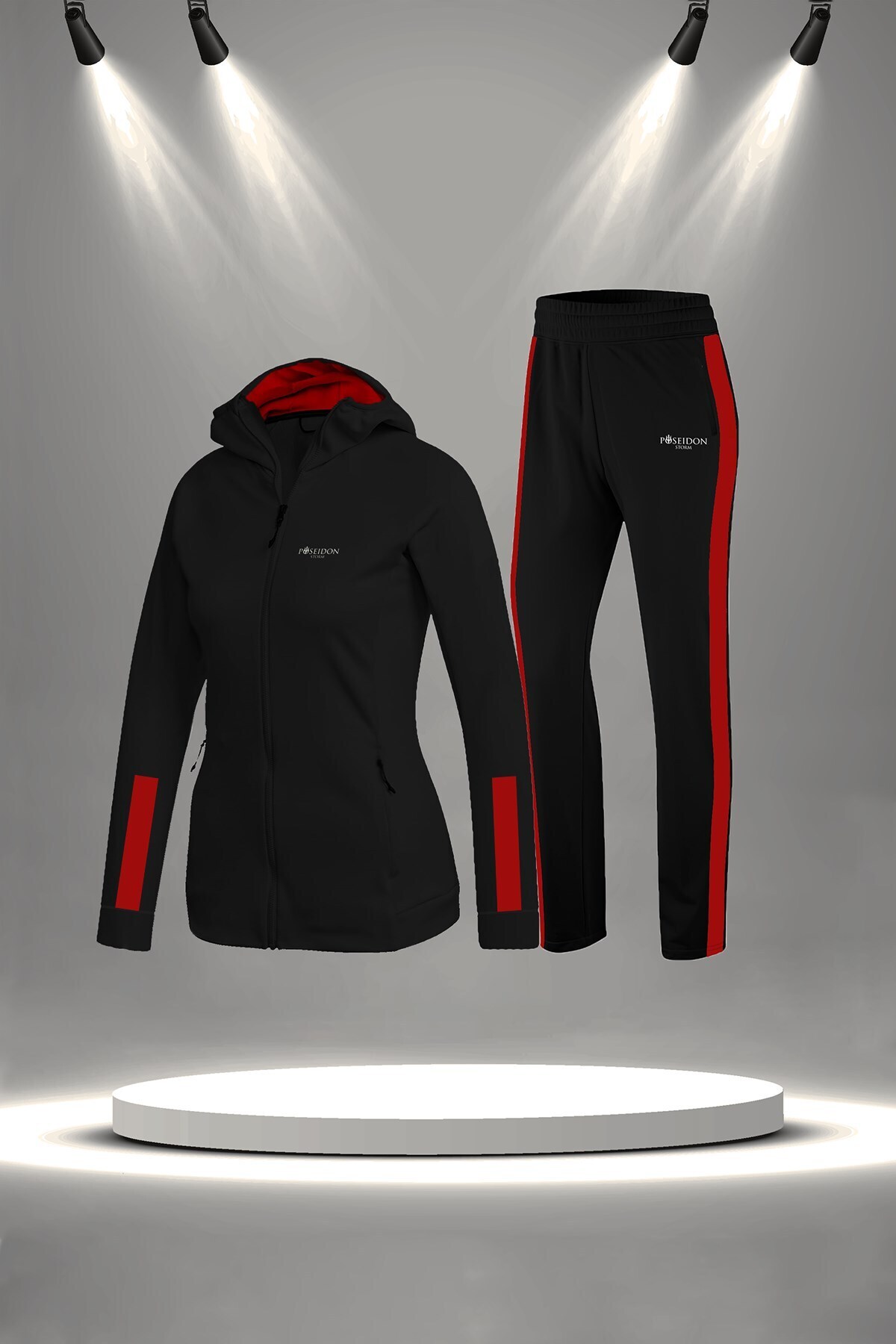 پوزایدون استورم ست لباس ورزشی زنانه سایز بزرگ مشکی جدید سوپرا، نخی شانه شده (4XL-10XL)