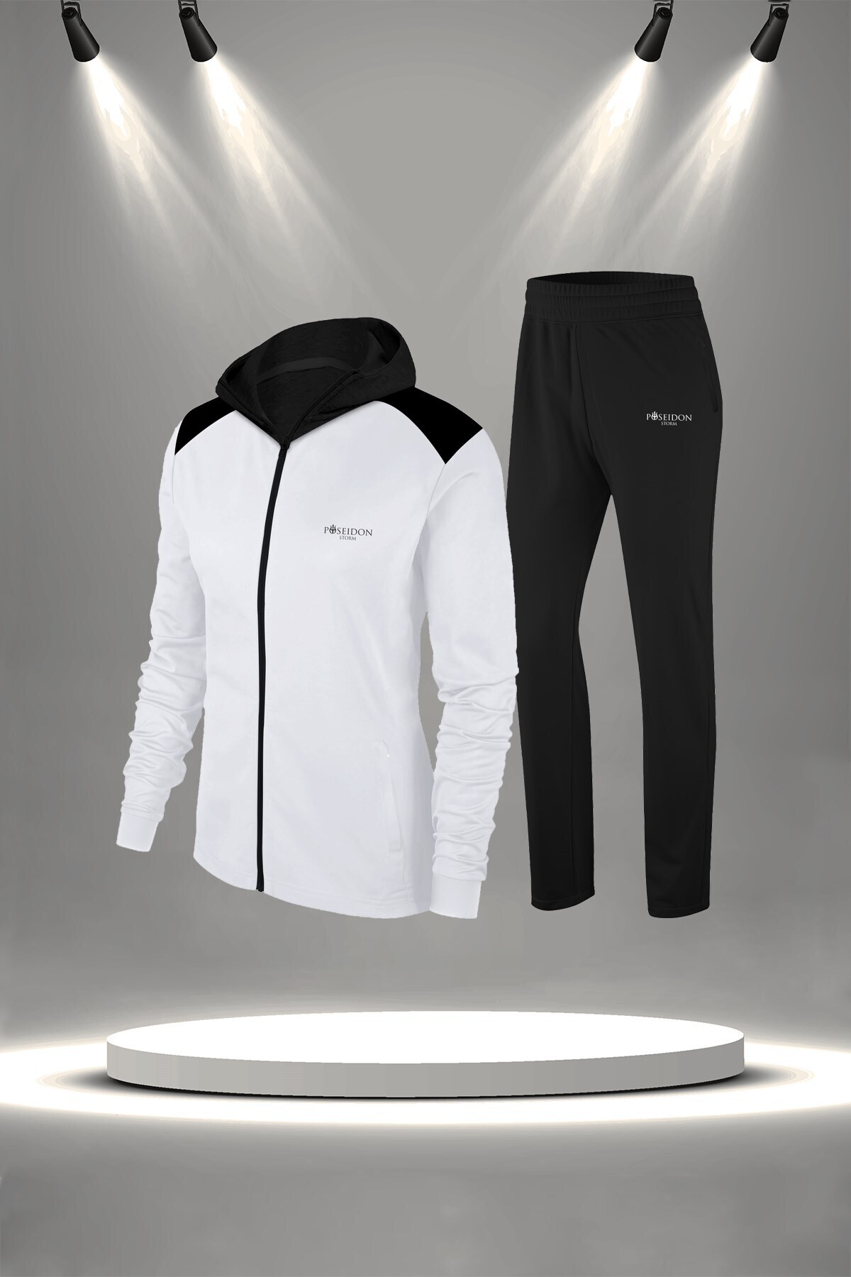 پوزایدون استورم ست لباس ورزشی شیک و تنفس پذیر زنانه سایز بزرگ، جدید، نخی شانه شده سوپرا، سفید (4XL-10XL)