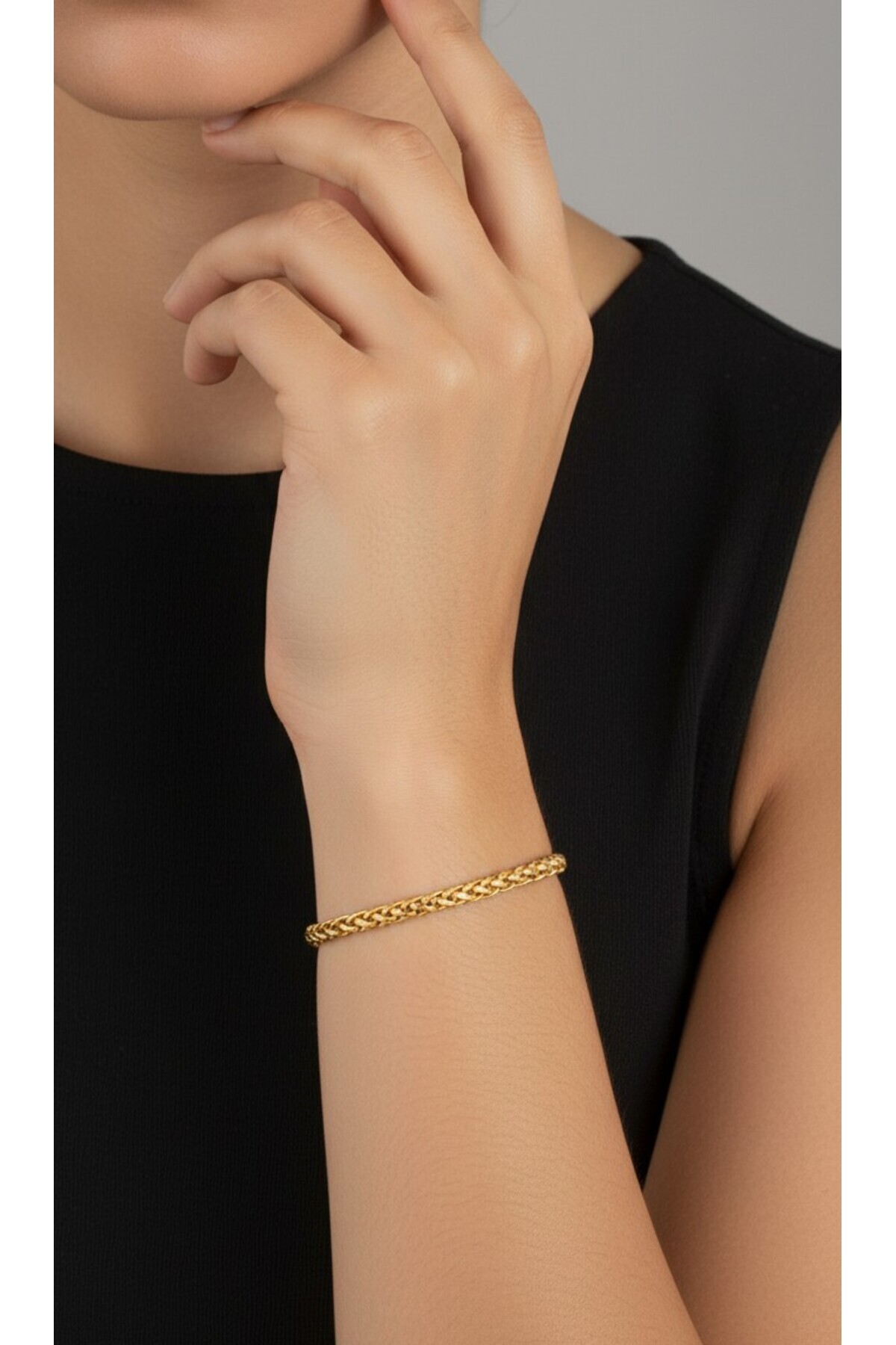 Rua Jewelry Çelik Italyan Örme Bileklik 4 Mm Altın Renk | Kararmaz ,unisex ,2 Yıl Garantili görsel 2