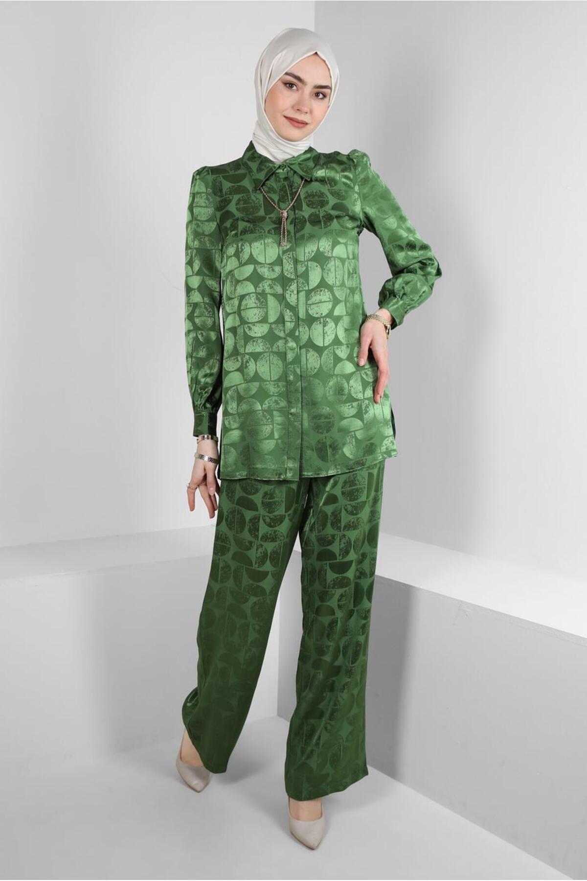 آلوینا ست شلوار دو تکه ساتن ژاکارد ۴۳۶۰۲