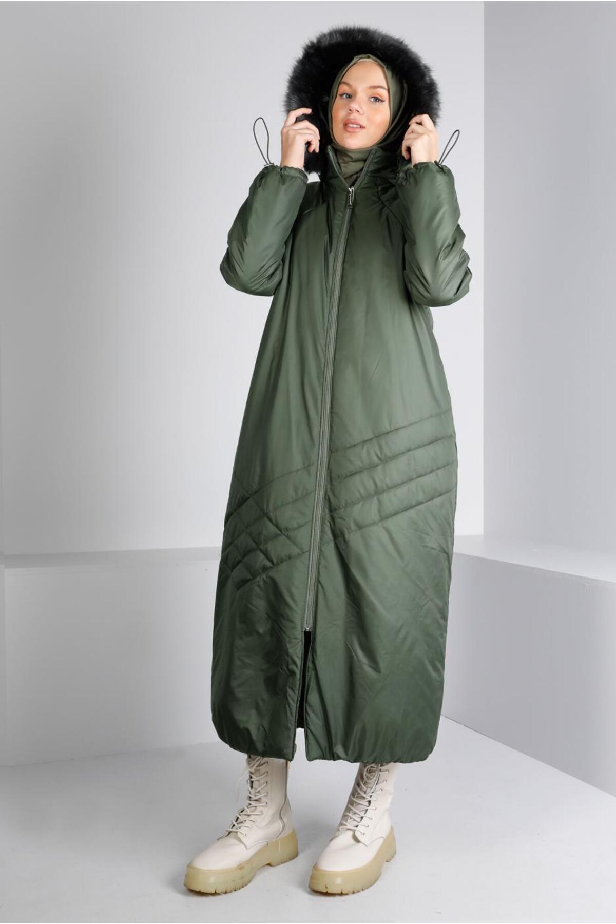 آلوینا کت کلاه‌دار با سرآستین‌های چین‌دار ۹۰۳۲۴