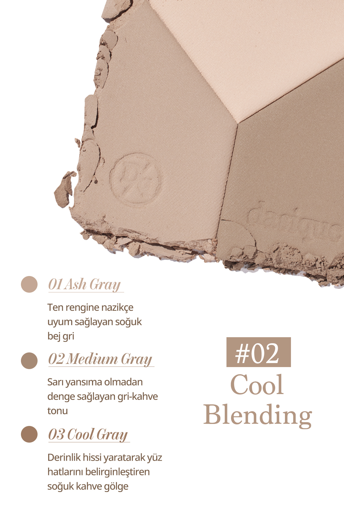 Doğal Gölgelendirme Sunan 3'lü Kontür Paleti V Cut Blending Shading (#02 Cool Blending) — قهوه‌ای 111651 — تصویر 3 از 9