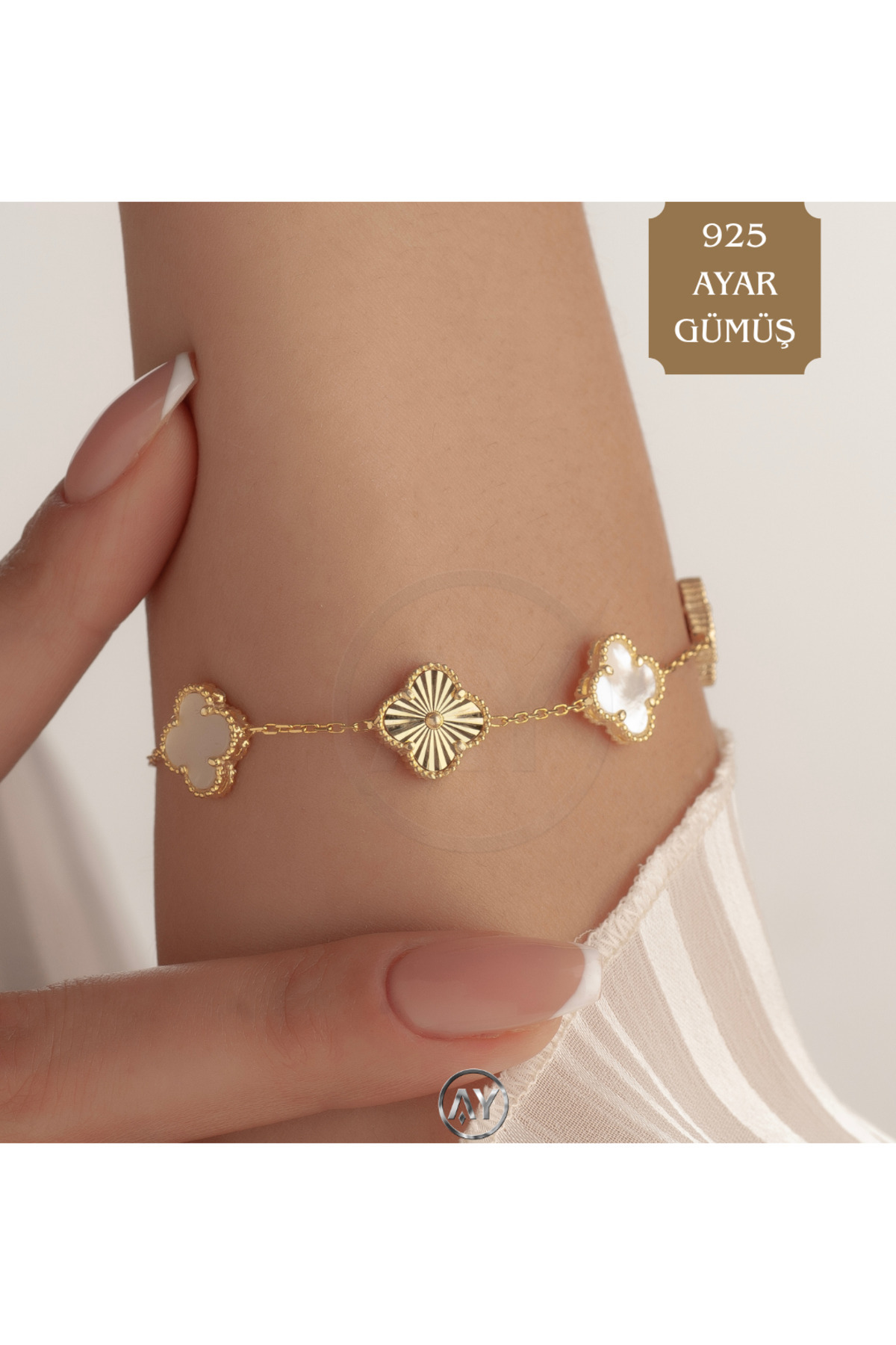 AY MÜCEVHER  925 Ayar Orijinal Gümüş Yonca Bileklik – Şık & Zarif Tasarım, Garanti Belgeli - Görsel 7