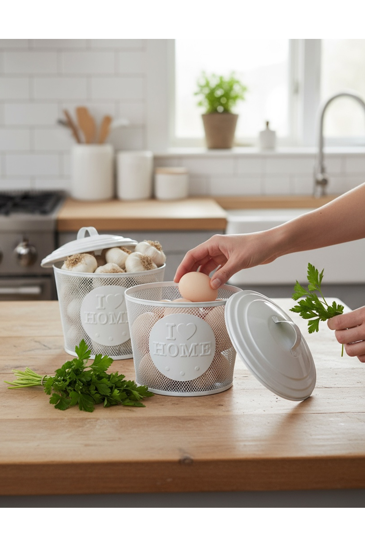 EVSTYLE 2'Lİ METAL TEL ÖTGÜ ÇOK AMAÇLI SAKLAM KABI & SEBZELİK