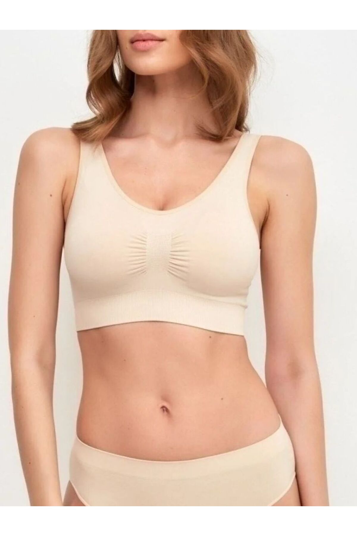 MİSTİRİK Panax Model Toparlayıcı Sıkılaştırıcı Kalın Askılı Pedli Büstiyer Ten Renk görsel 2