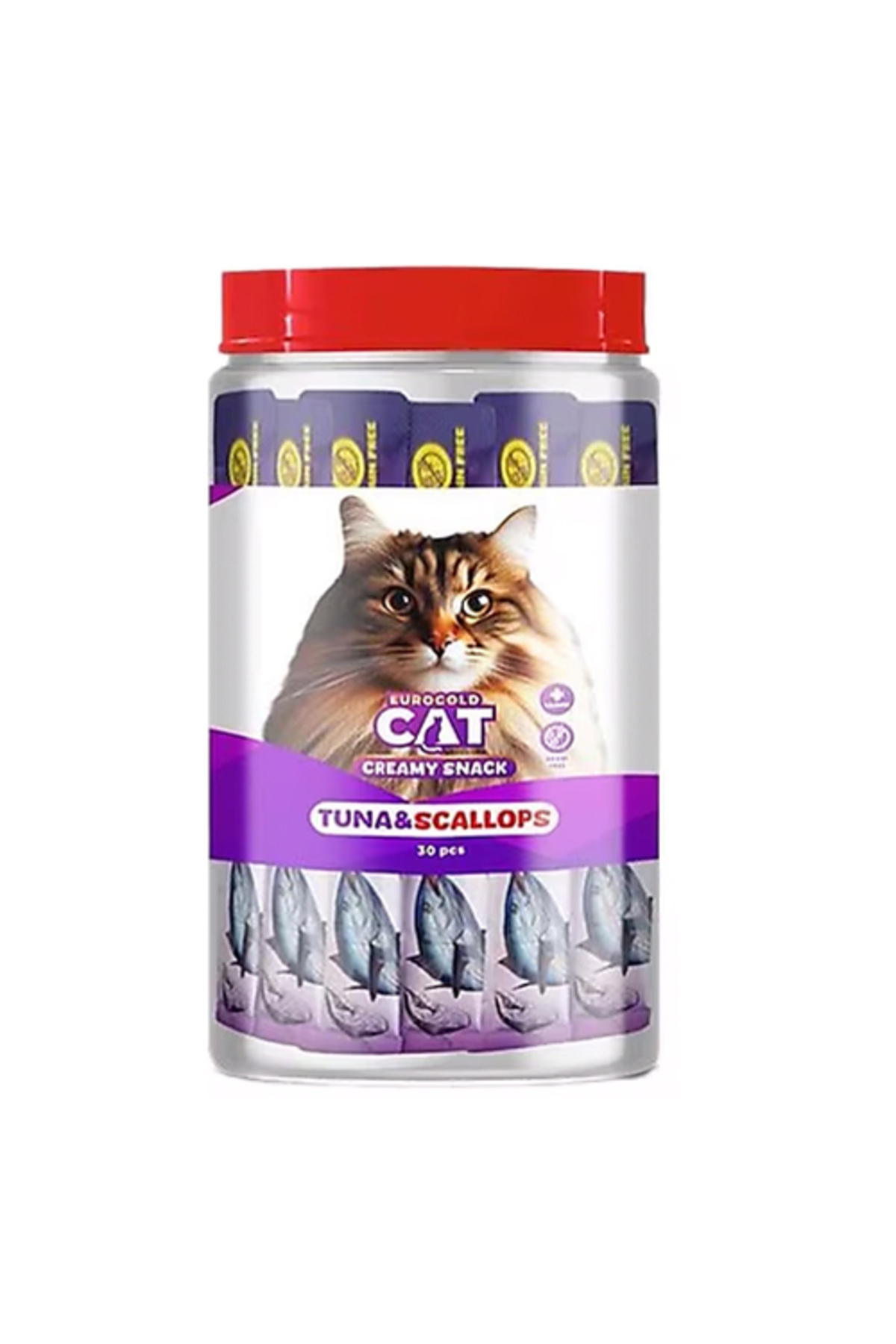 EuroGold Cat Sıvı Kedi Ödülü Ton Balıklı ve Deniz Taraklı 30x15 Gr
