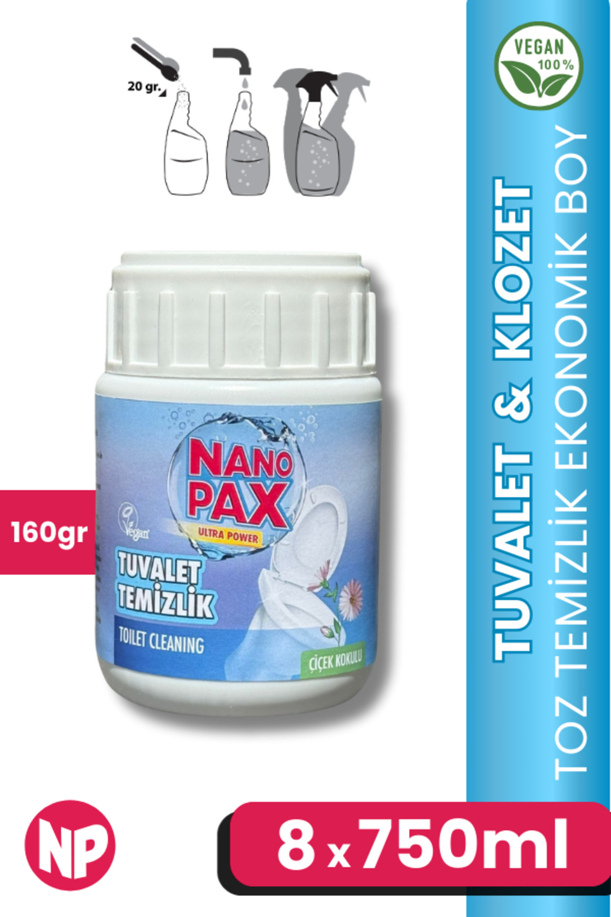 TUVALET & KLOZET TEMİZLİK TOZU EKONOMİK BEBEK BOY 160GR