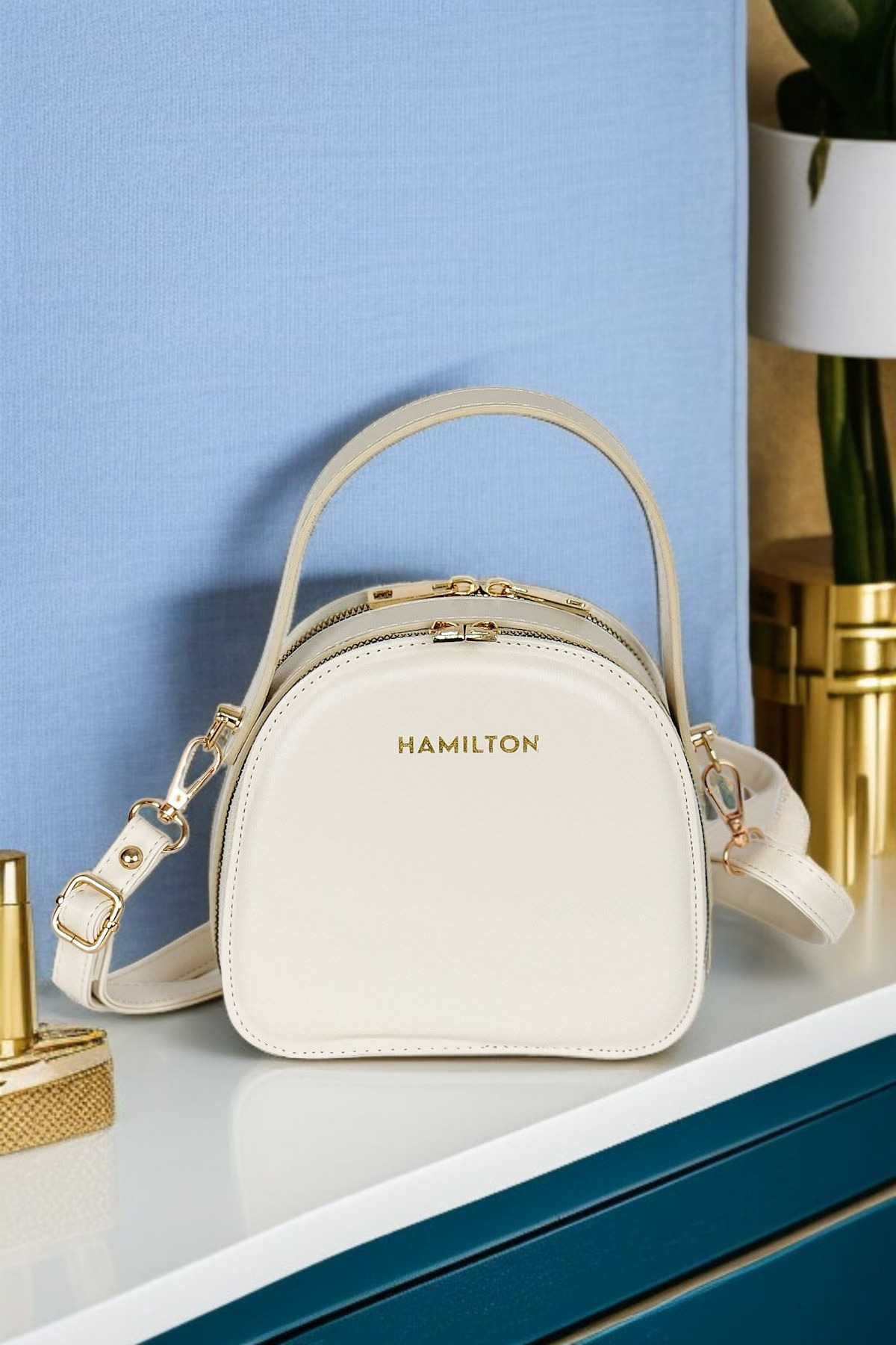 Original Women's Stylish Small Shoulder And Cross Box Bag With Adjustable Strap Buckle And Strip Detail