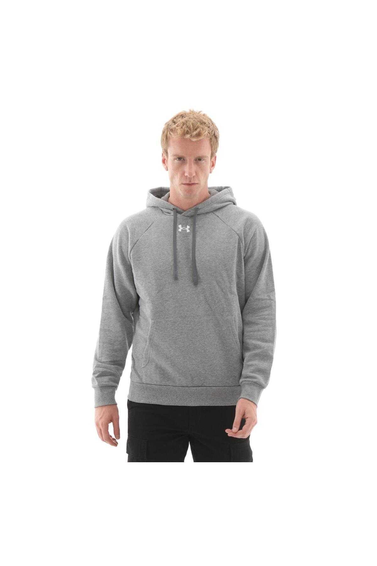 آندر آرمور سویشرت مردانه خاکستری طرح Rival Fleece Hoodie مدل A1379757-025