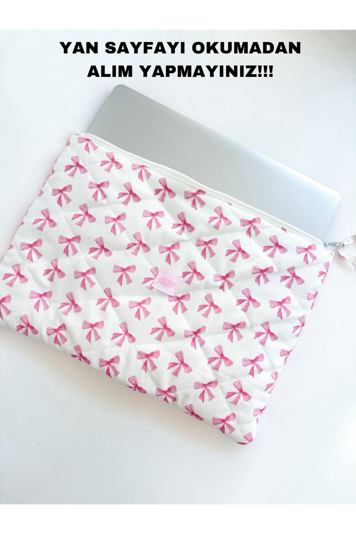 girlsybags Laptop Macbook Tablet iPad Kılıfı Kalın Korumalı Tüm İnçler Kumaş Kapitone Bilgisayar Kılıfı