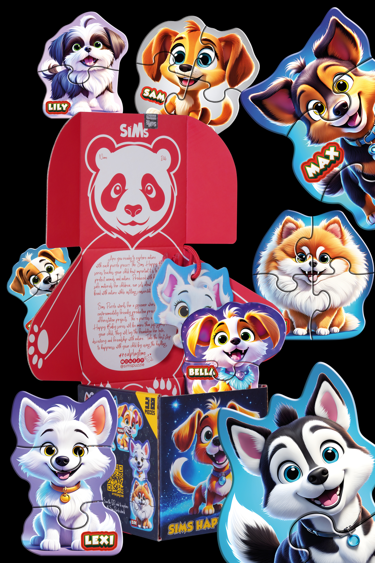 Sims Puzzle Bebekler İçin İlk Puzzle Yapboz Baby Sevimli Köpekler - 1 Yaş Üstü Montessori Eğitici Oyuncak fotoğrafı 2 (önizleme)