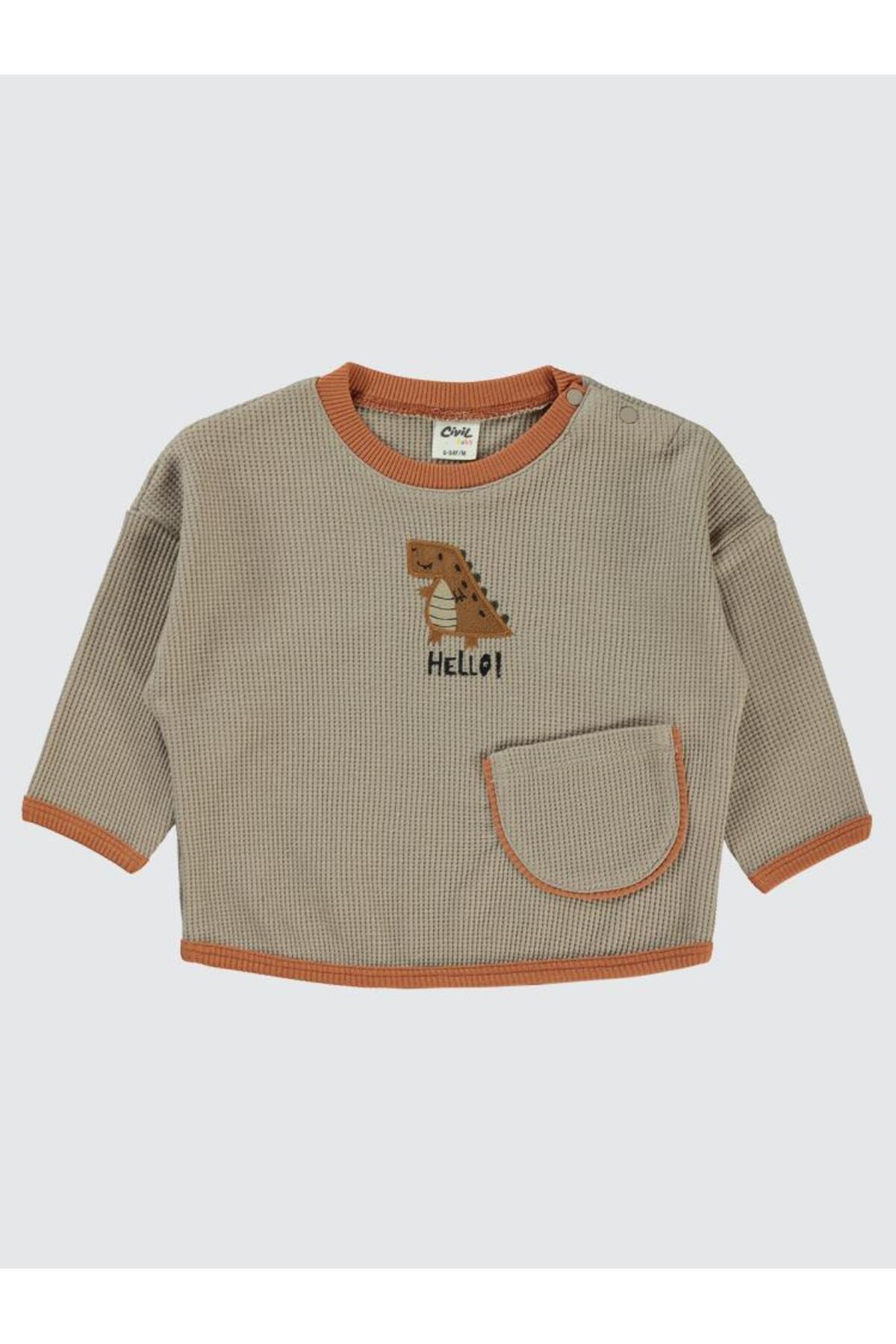 سیویل بیبی سویشرت هلو دایناسور ۶-۱۸ ماه - بژ ۱۸-۲۴ ماه