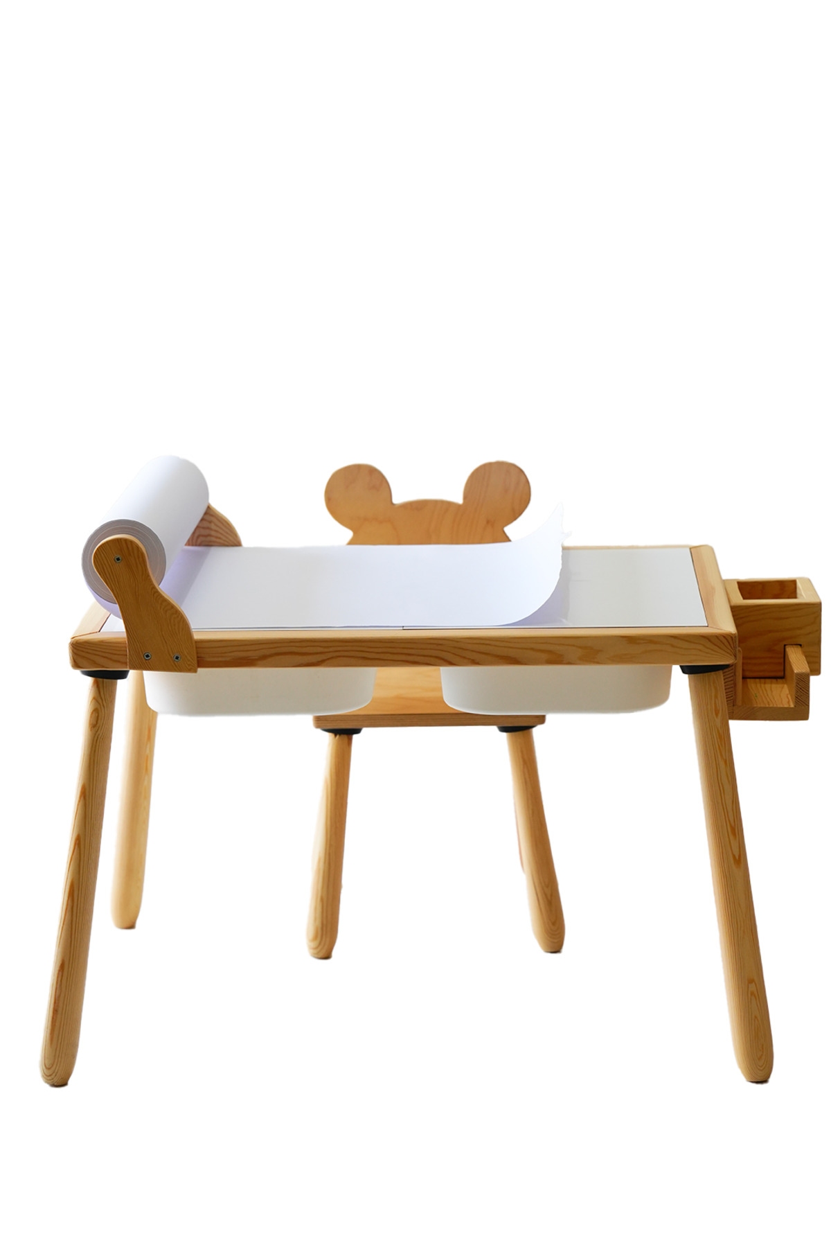 Woodnjoy Doğal Ahşap Aktivite & Çalışma Masası( Rulo Aparatlı +kırtasiye Istasyonlu Ve Kaplar Hediye) fotoğrafı 6 (önizleme)