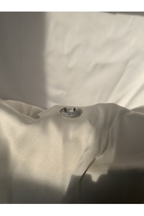 Vink Cu Gümüş Renkli Taşlı Kalın Earcuff Kıkırdak Küpe