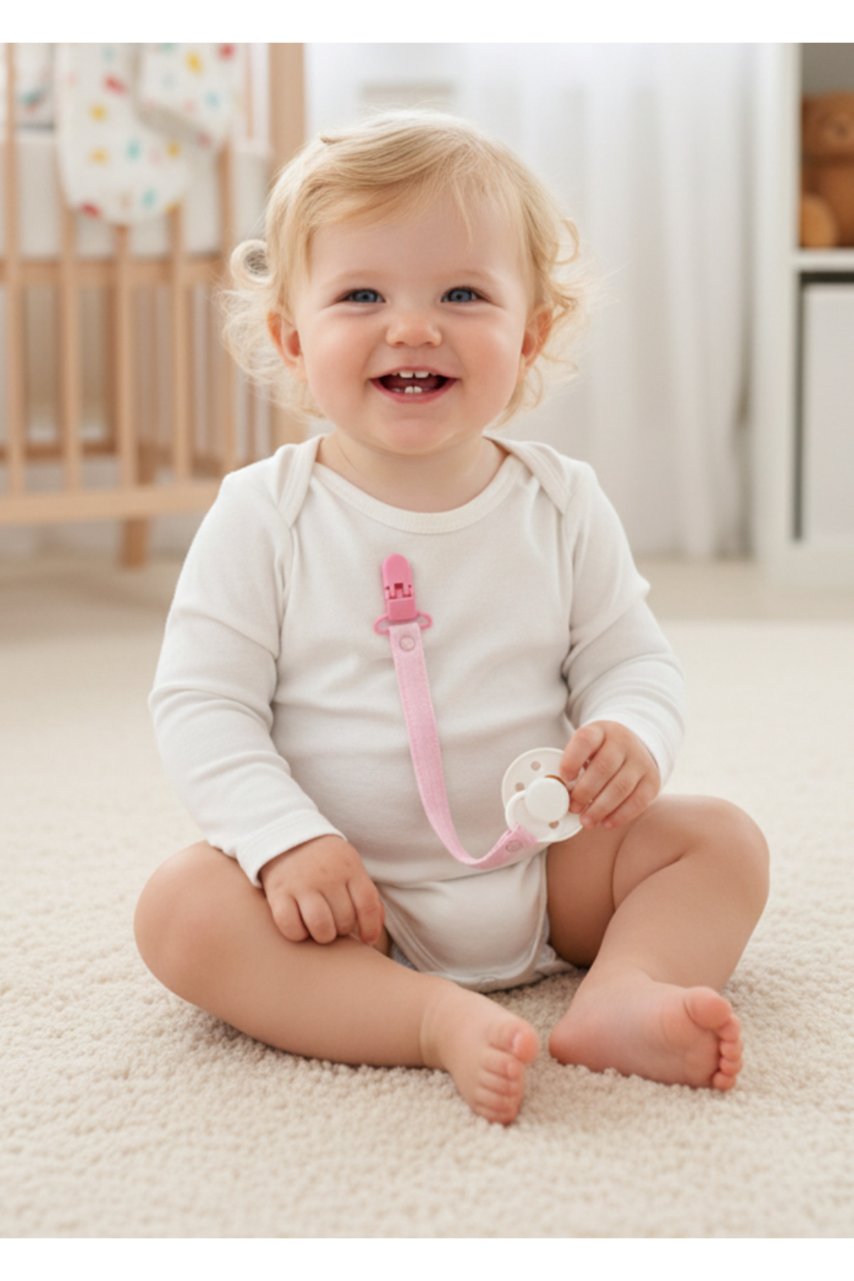 Joyous Mom Kids Pamuk Müslin Bebek Emzik Askısı Plastik Klips Kolay Açılır Emzik Tutacağı /Emzik Zinciri fotoğrafı 2 (önizleme)